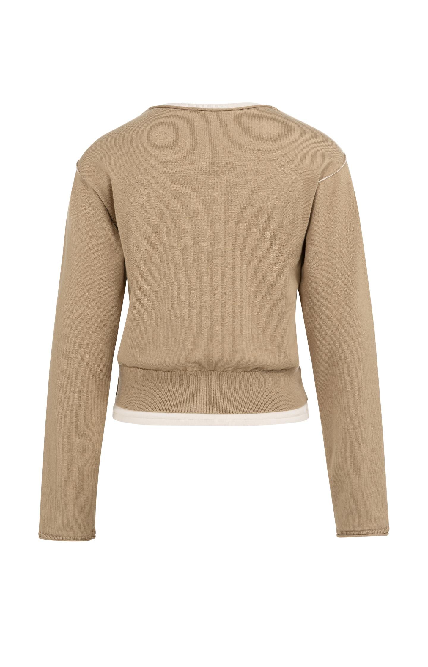 Sweater with layered look and contrast neckline