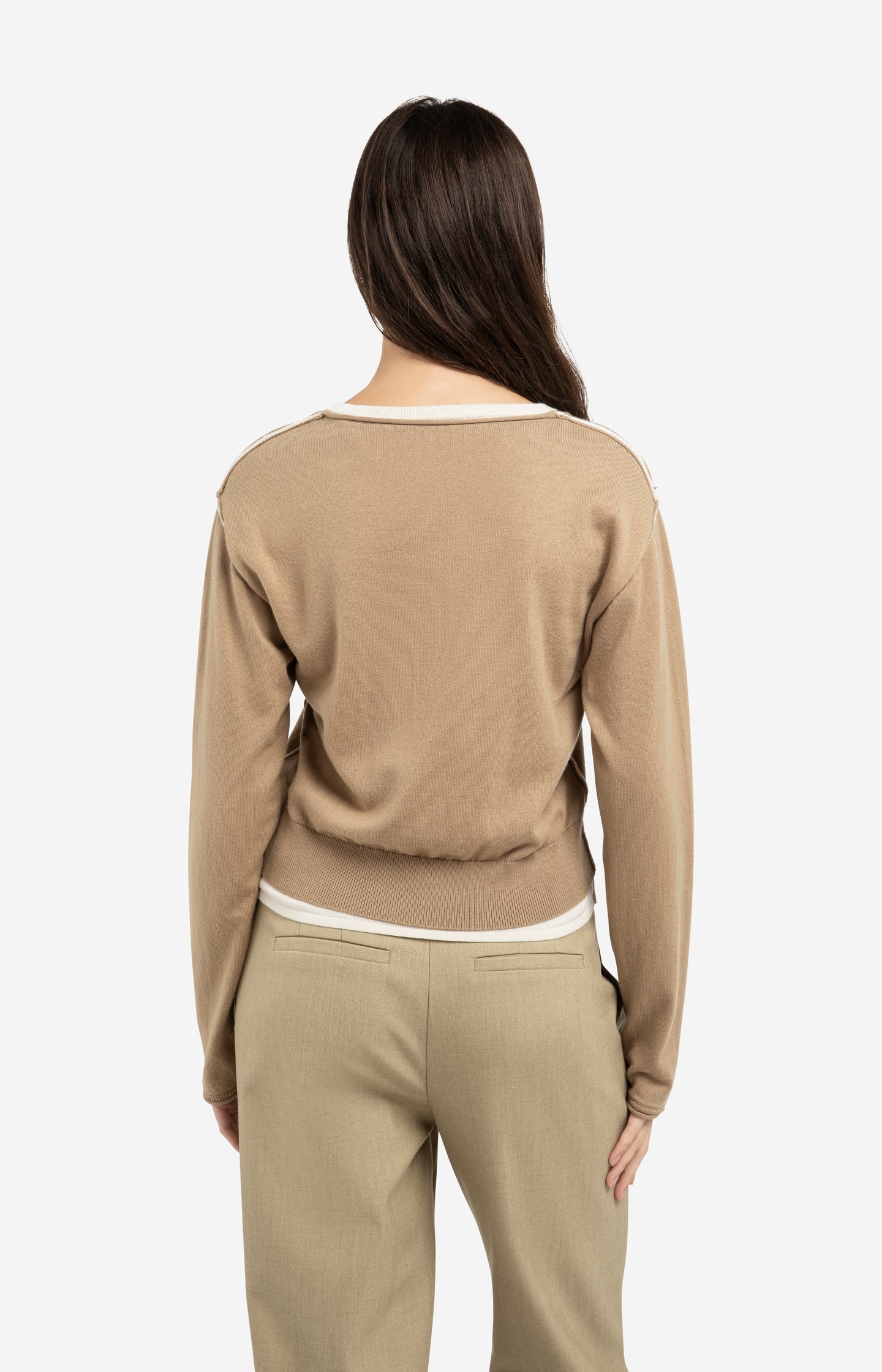 Sweater with layered look and contrast neckline