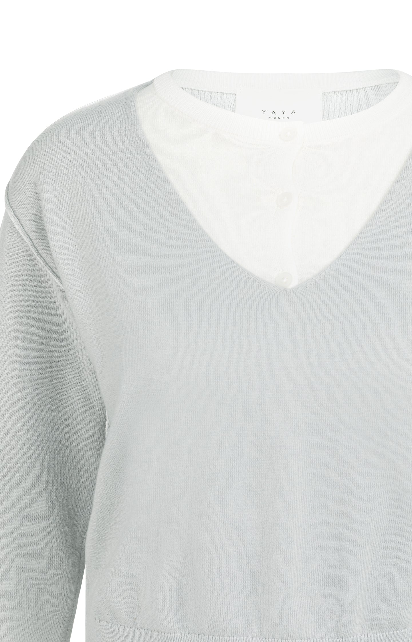 Sweater with layered look and contrast neckline