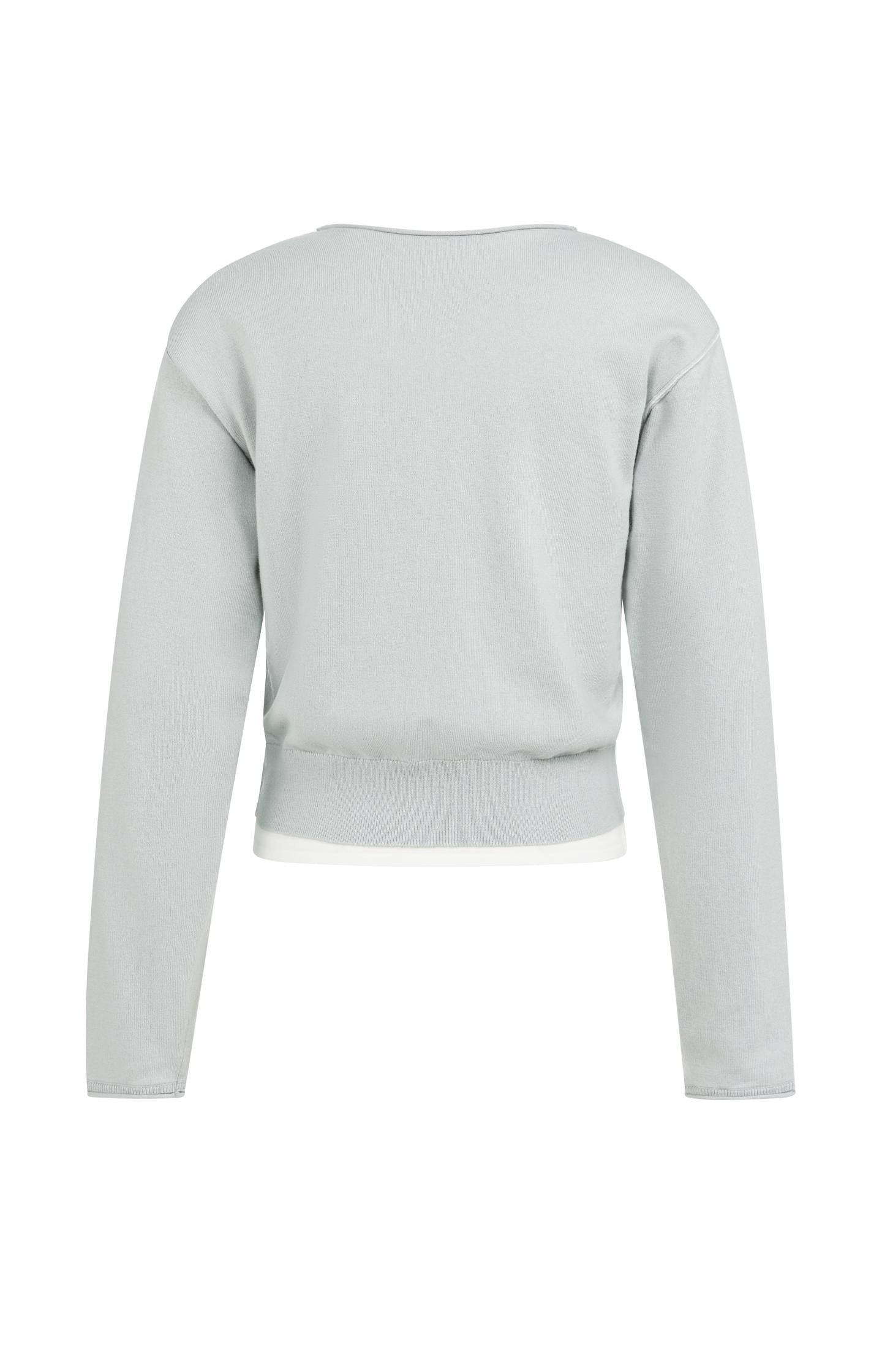 Sweater with layered look and contrast neckline