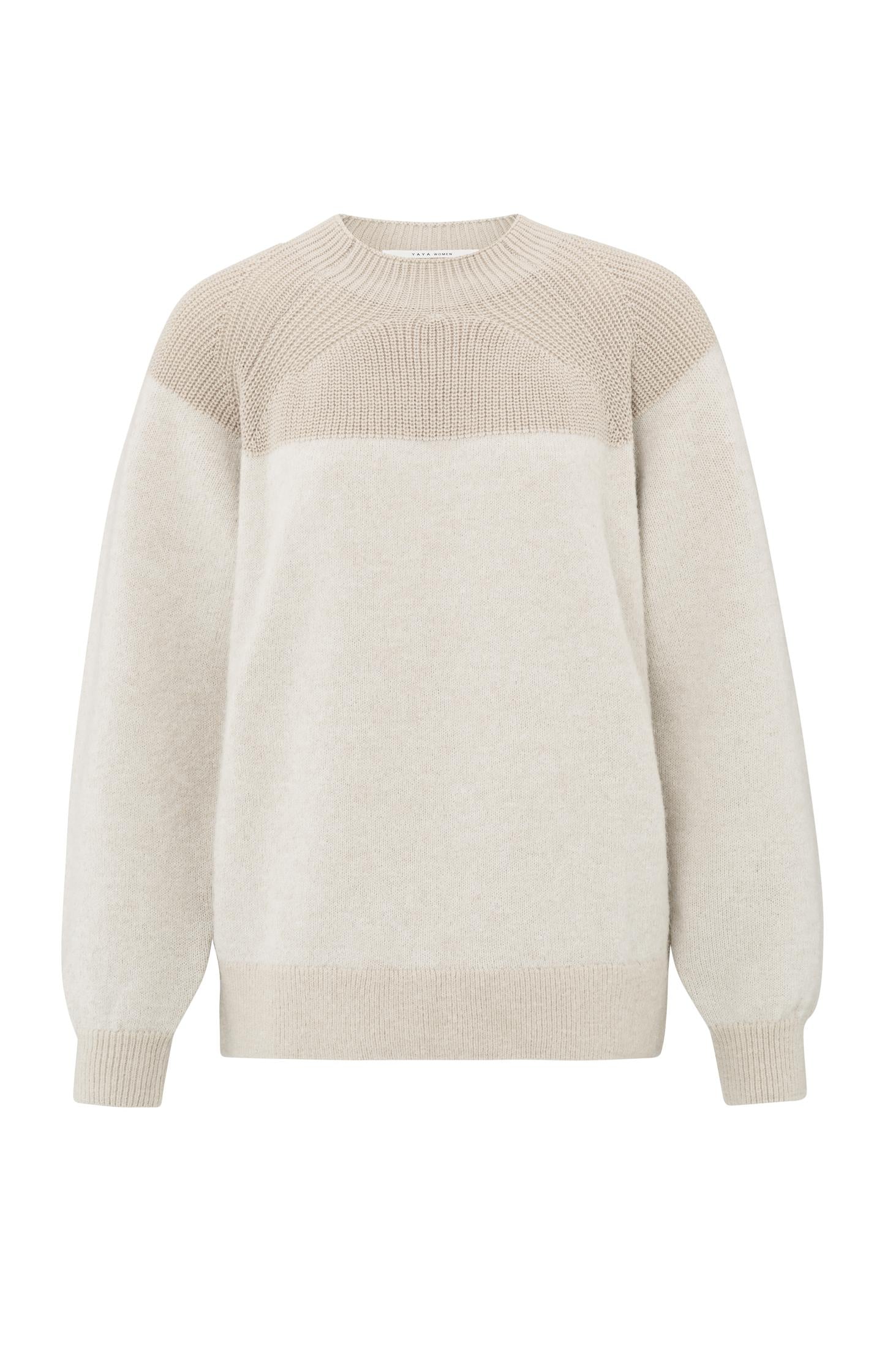 Sweater with mixed textures and round neck - Type: product