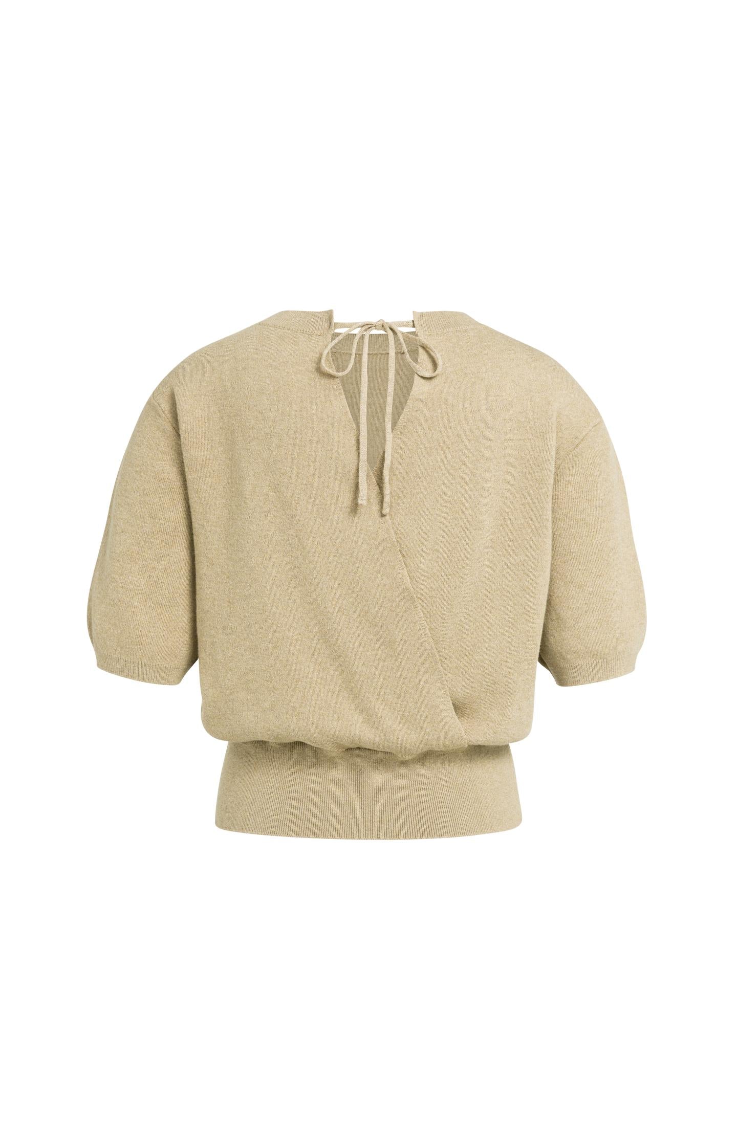 Sweater with open back and short sleeves