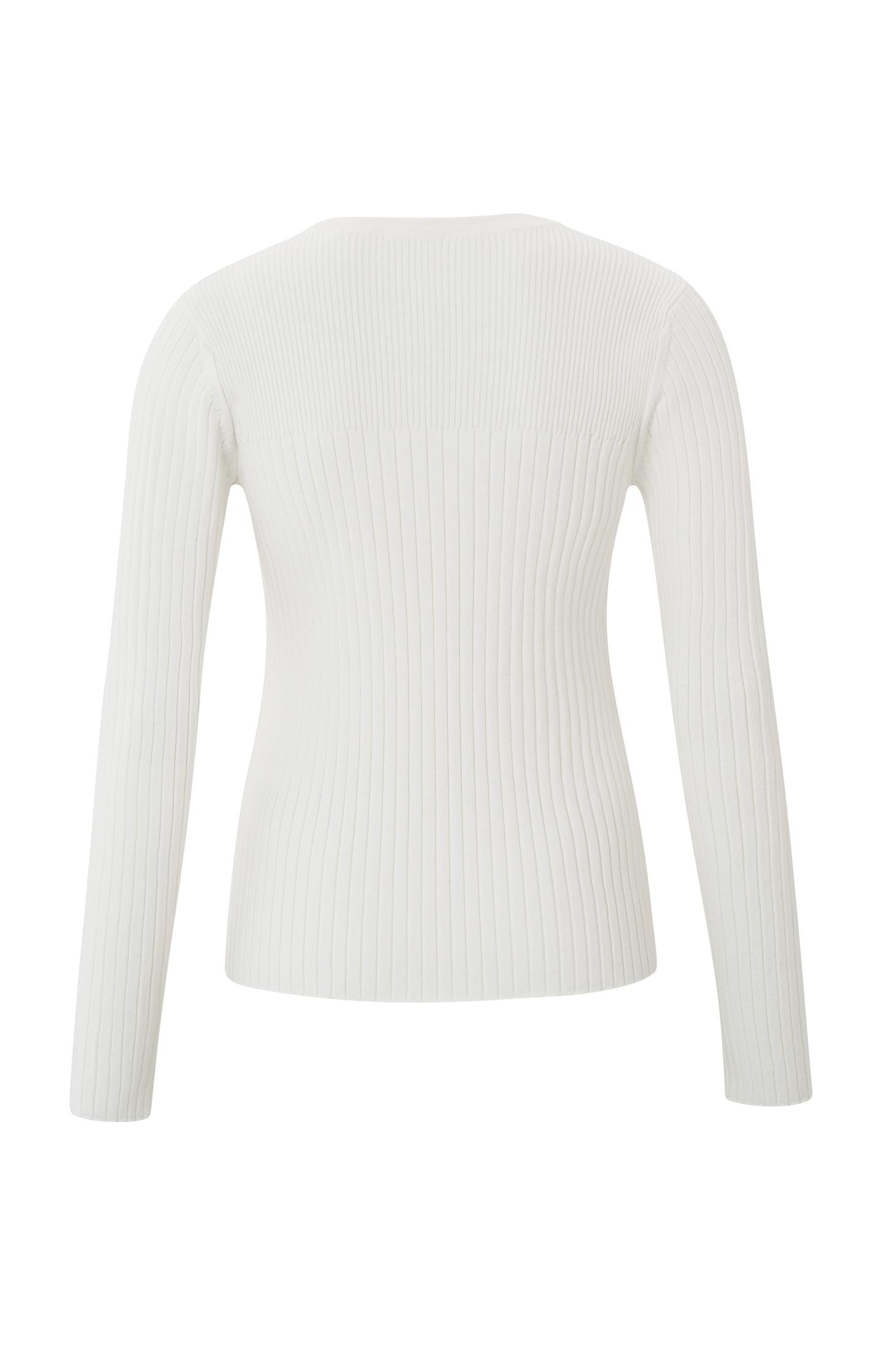 Sweater with removable collar, long sleeves and rib details