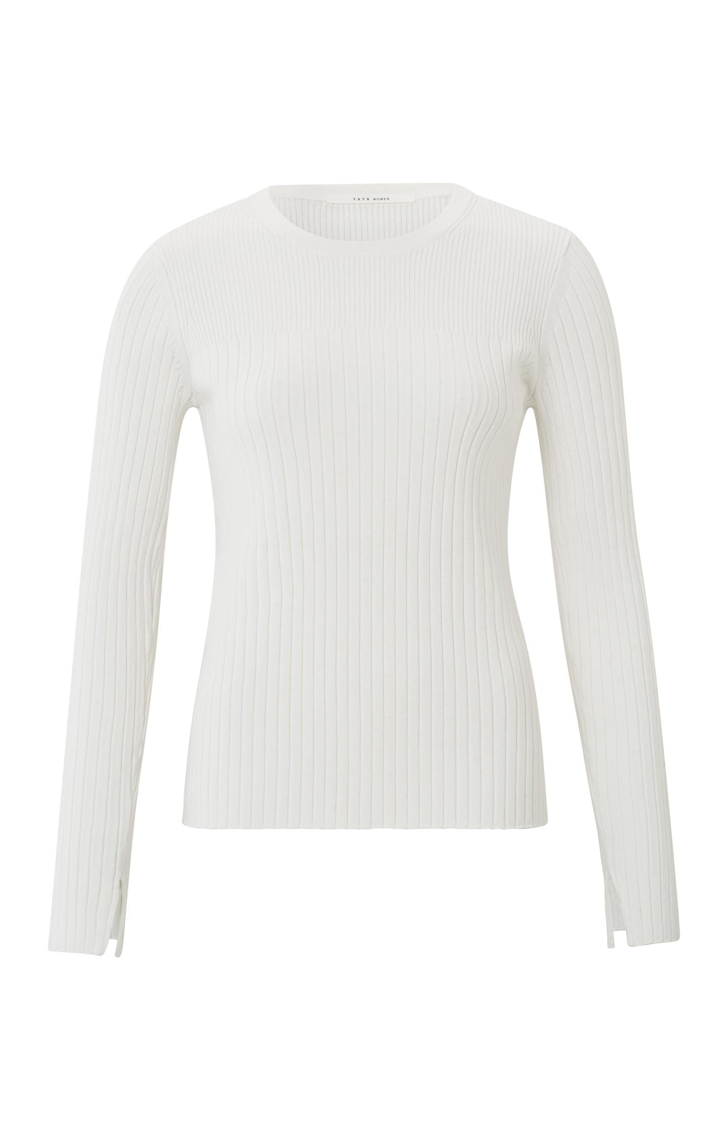 Sweater with removable collar, long sleeves and rib details