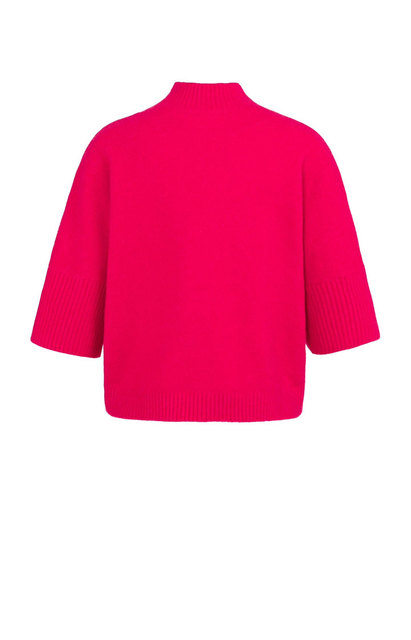 Sweater with ribbed three-quarter sleeves and mock neck