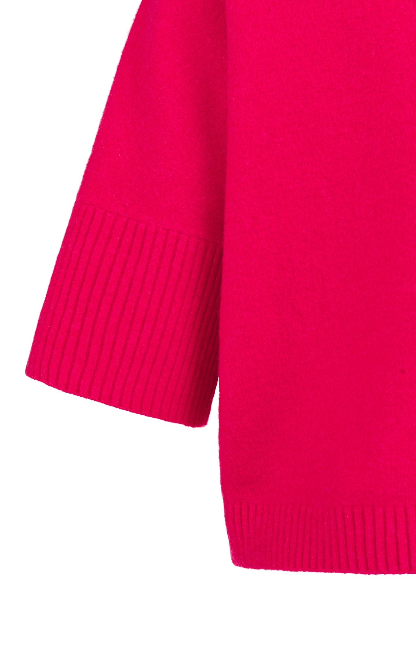 Sweater with ribbed three-quarter sleeves and mock neck