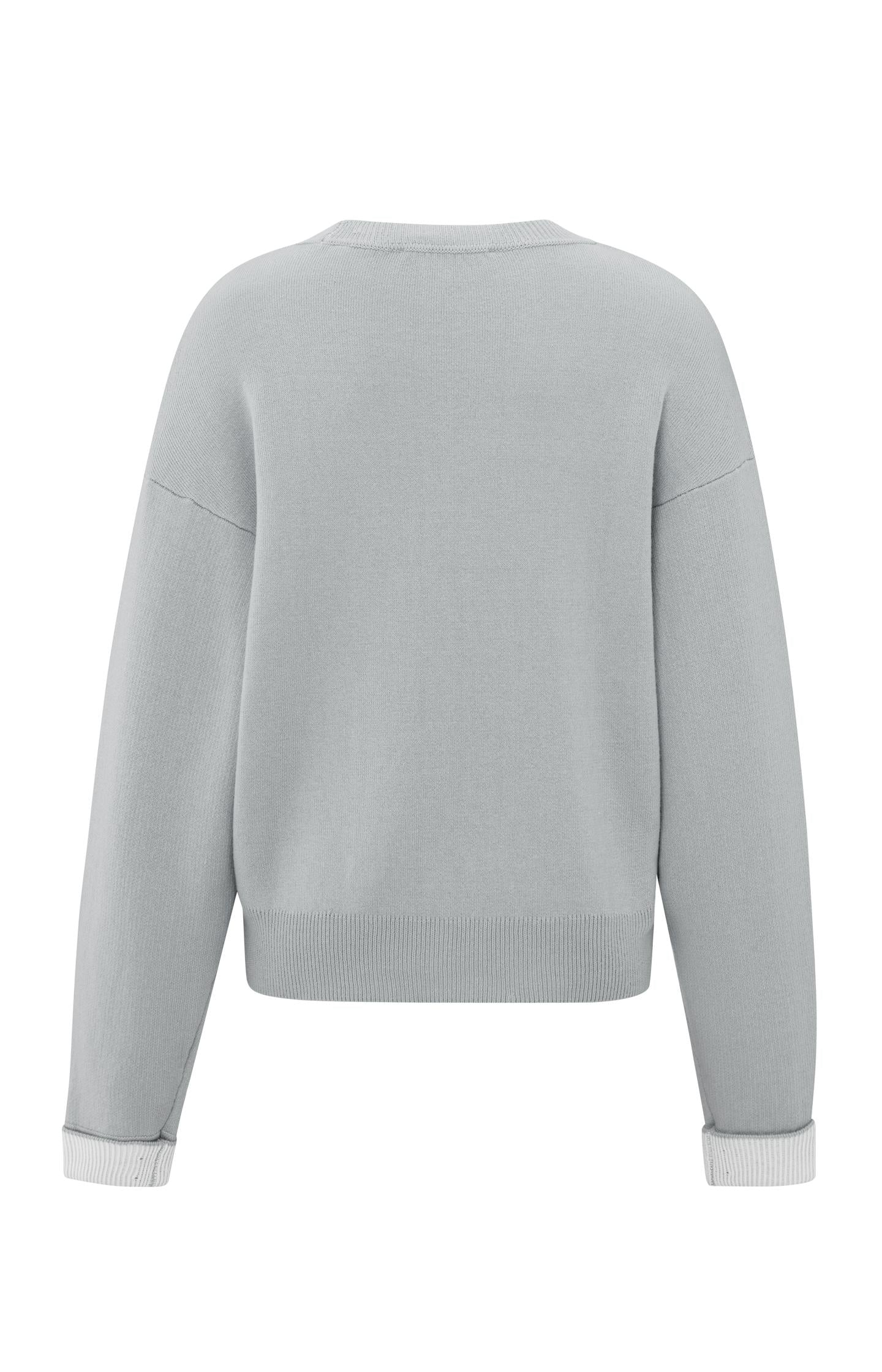 Sweater with round neck and contrasting trim details