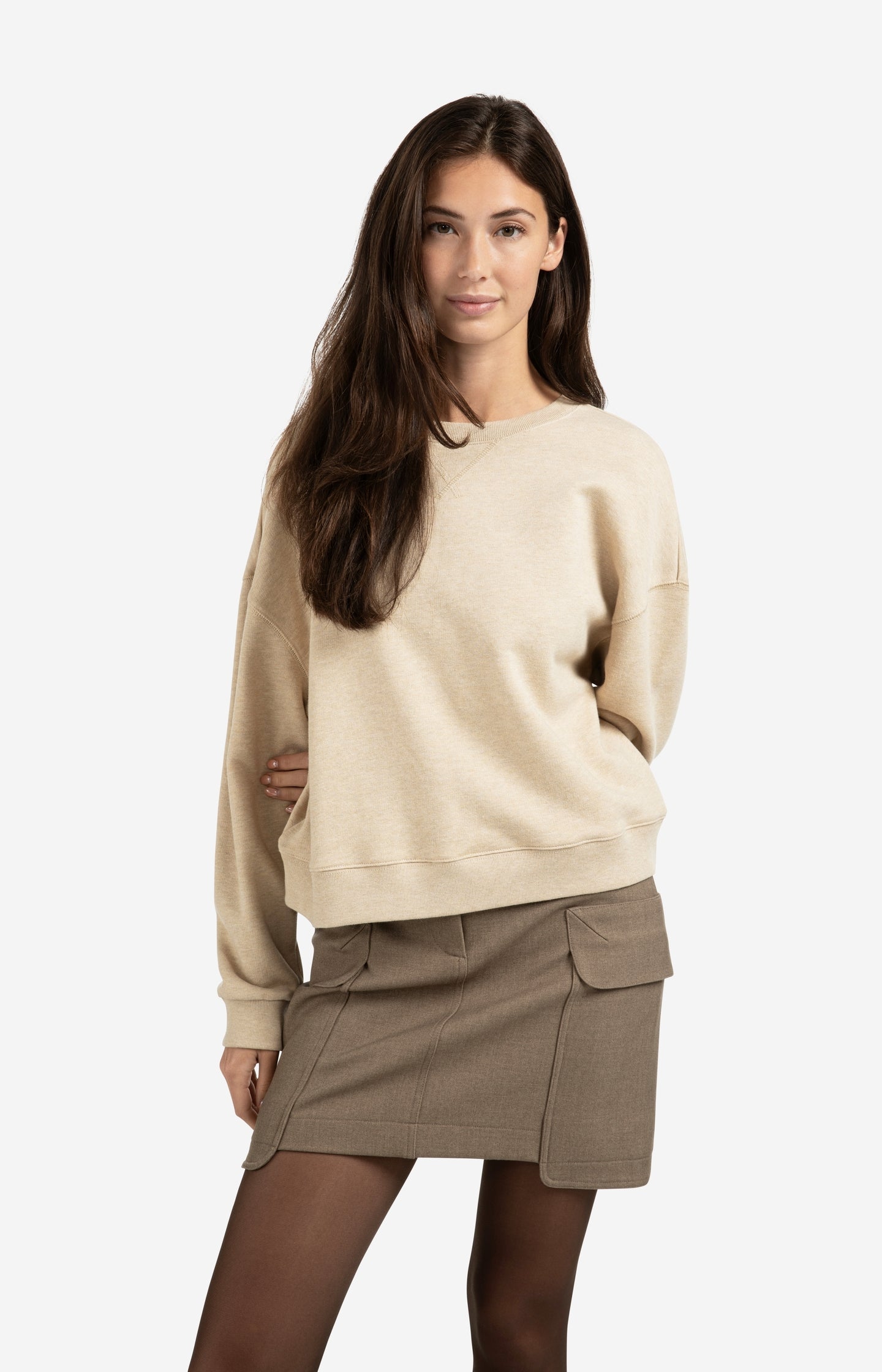Sweater with round neck and dropped shoulders