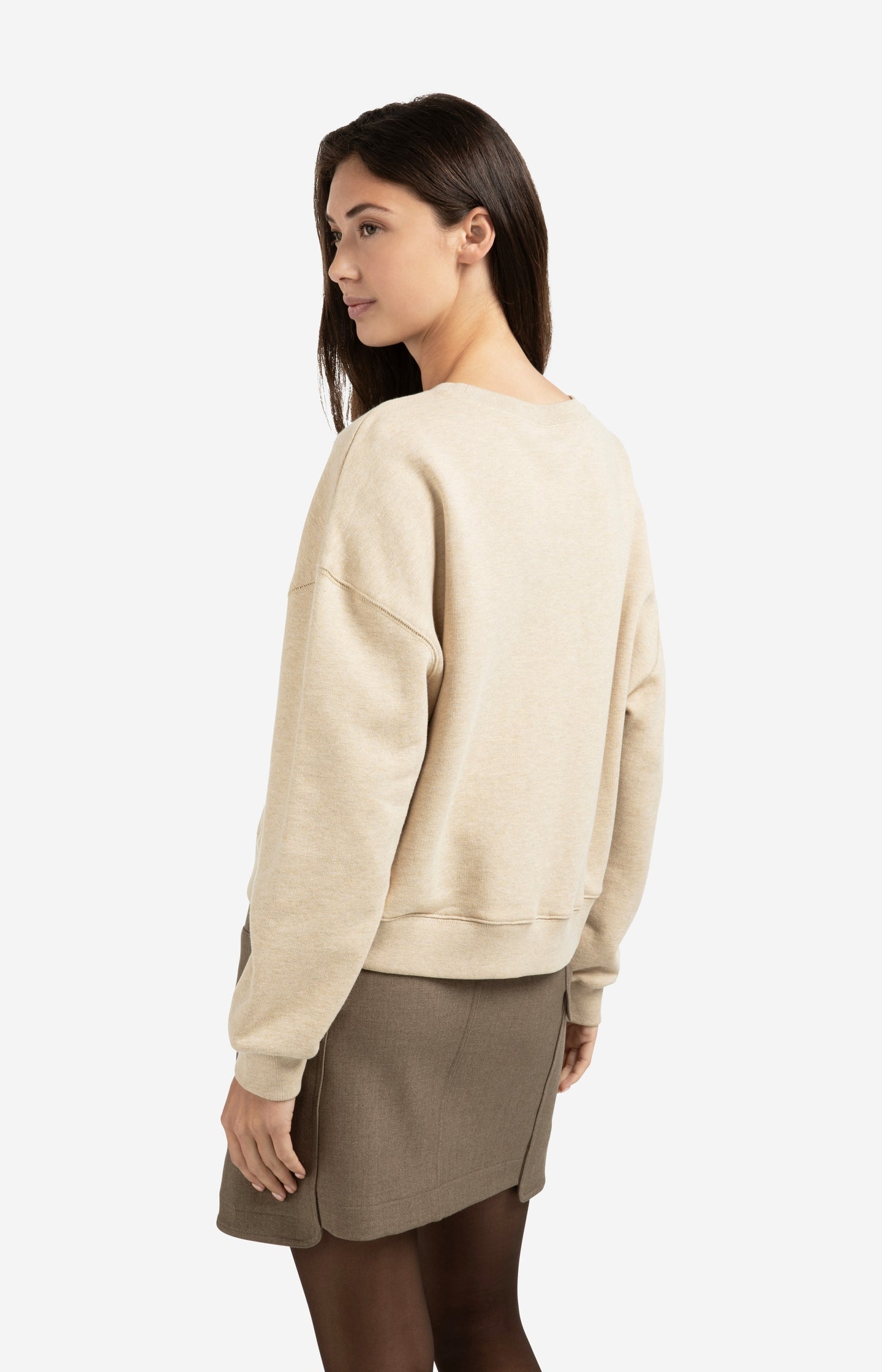 Sweater with round neck and dropped shoulders