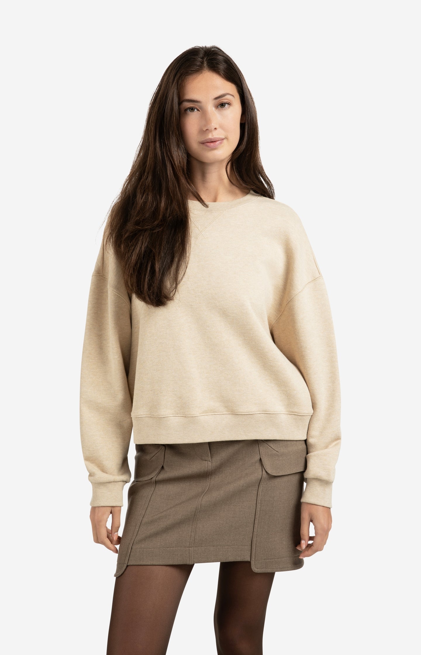 Sweater with round neck and dropped shoulders