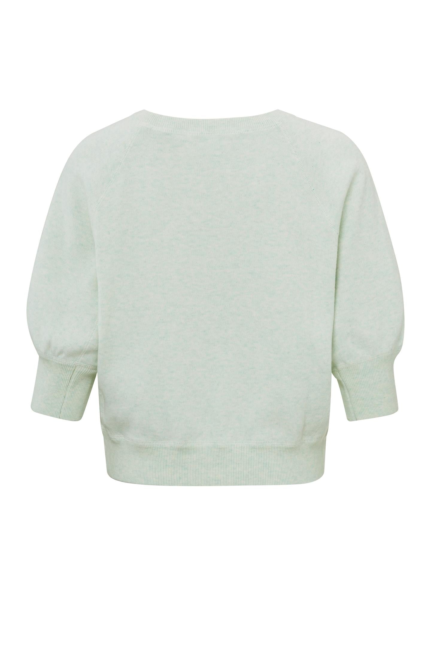 Sweater with round neck and half long raglan sleeves