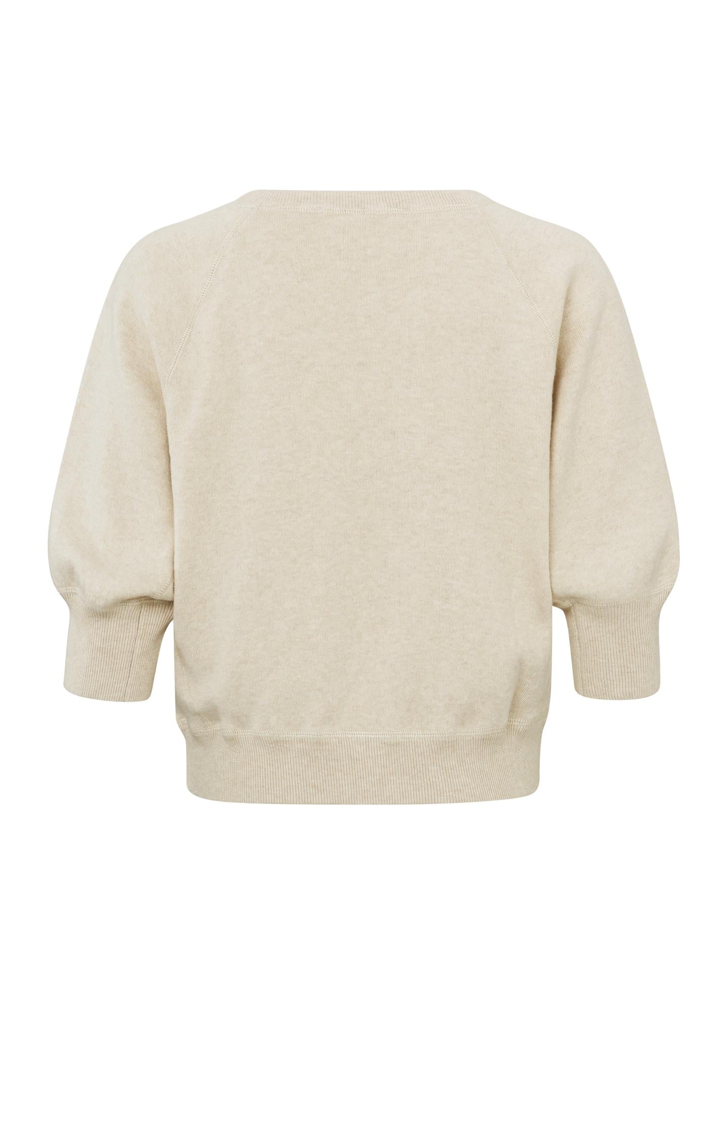 Sweater with round neck and half long raglan sleeves