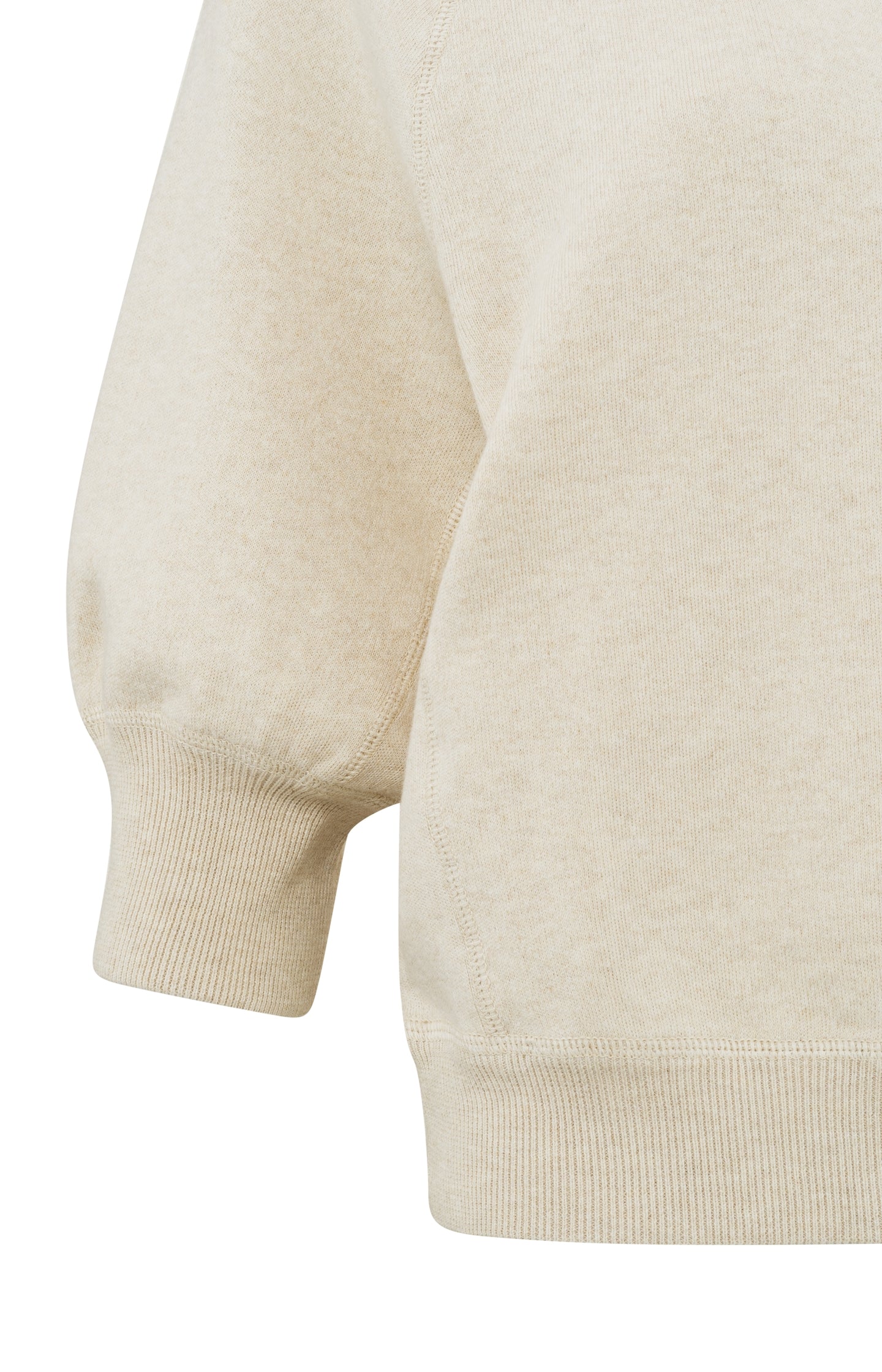 Sweater with round neck and half long raglan sleeves