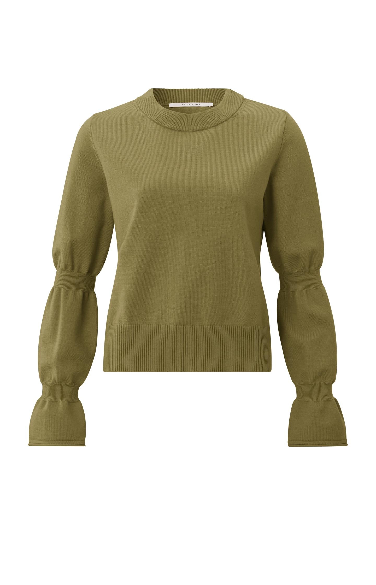 Sweater with round neck and long double puff sleeves - Type: product