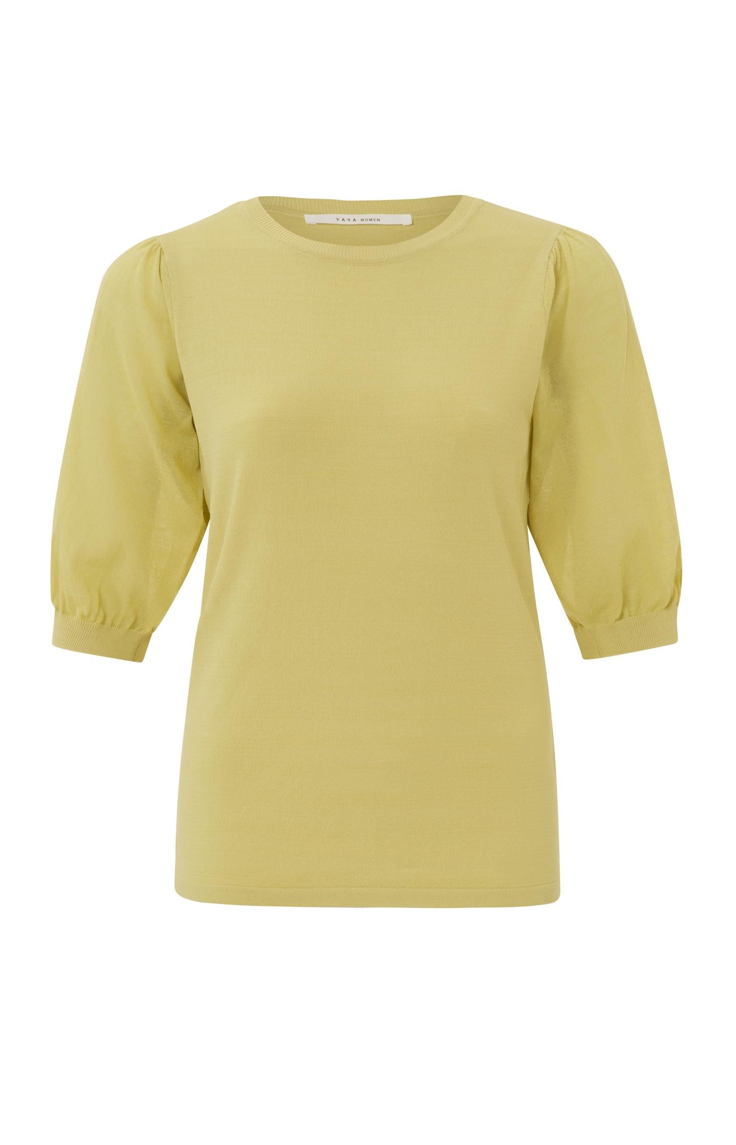 Sweater with round neck and mid-length puff sleeves - Type: product