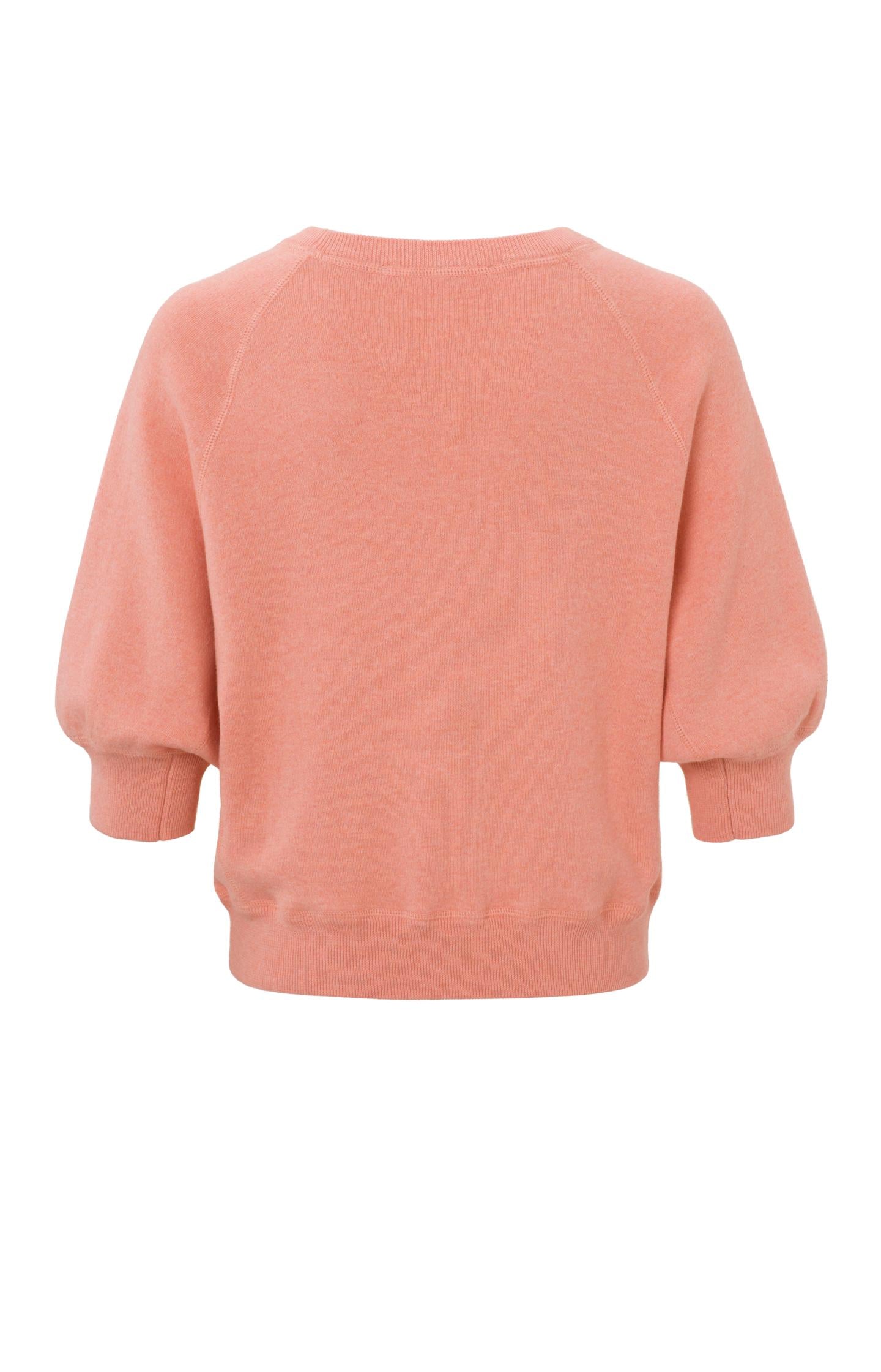 Sweater with round neck and mid-length raglan sleeves