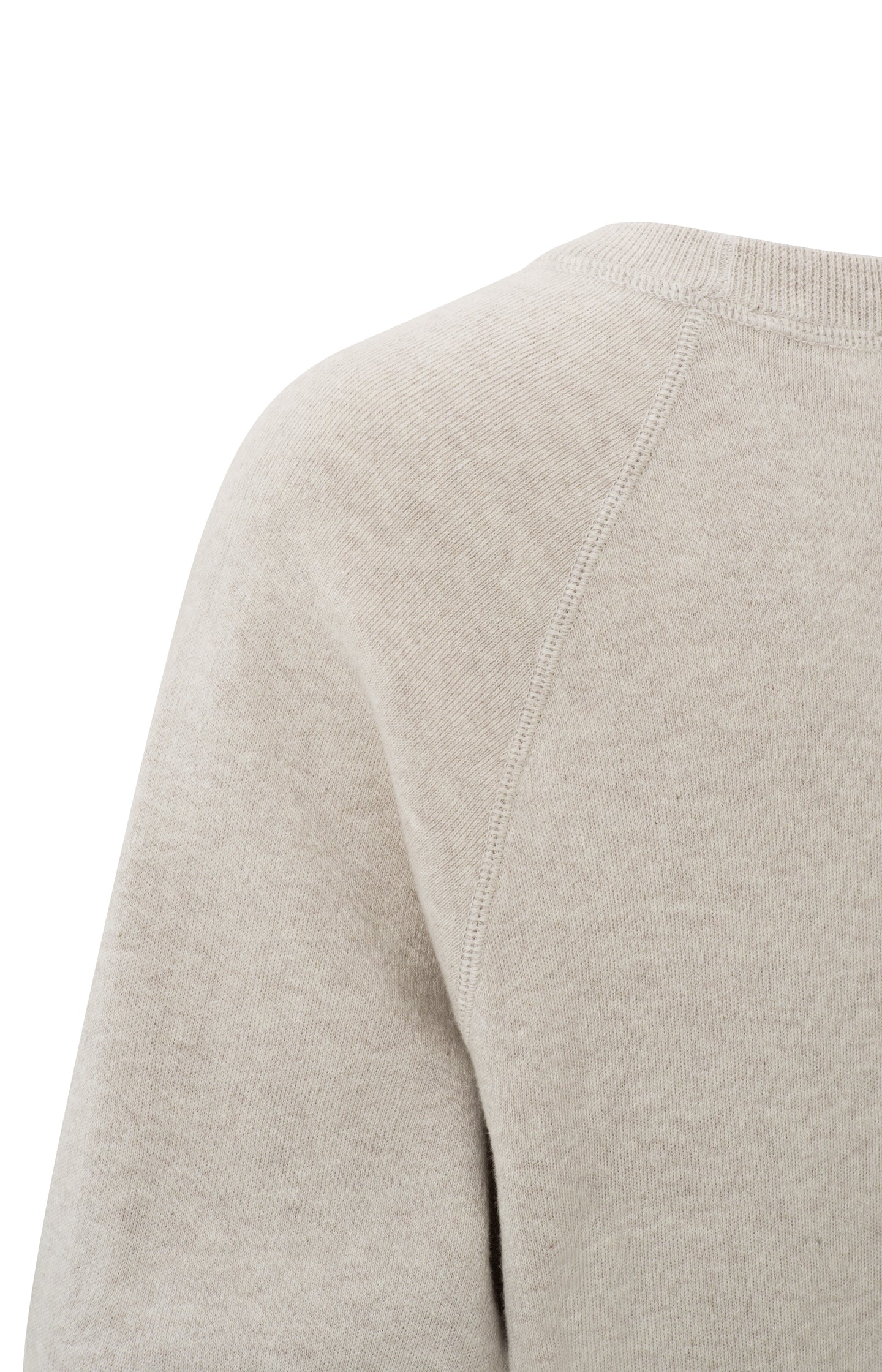 Sweater with round neck and mid-length raglan sleeves