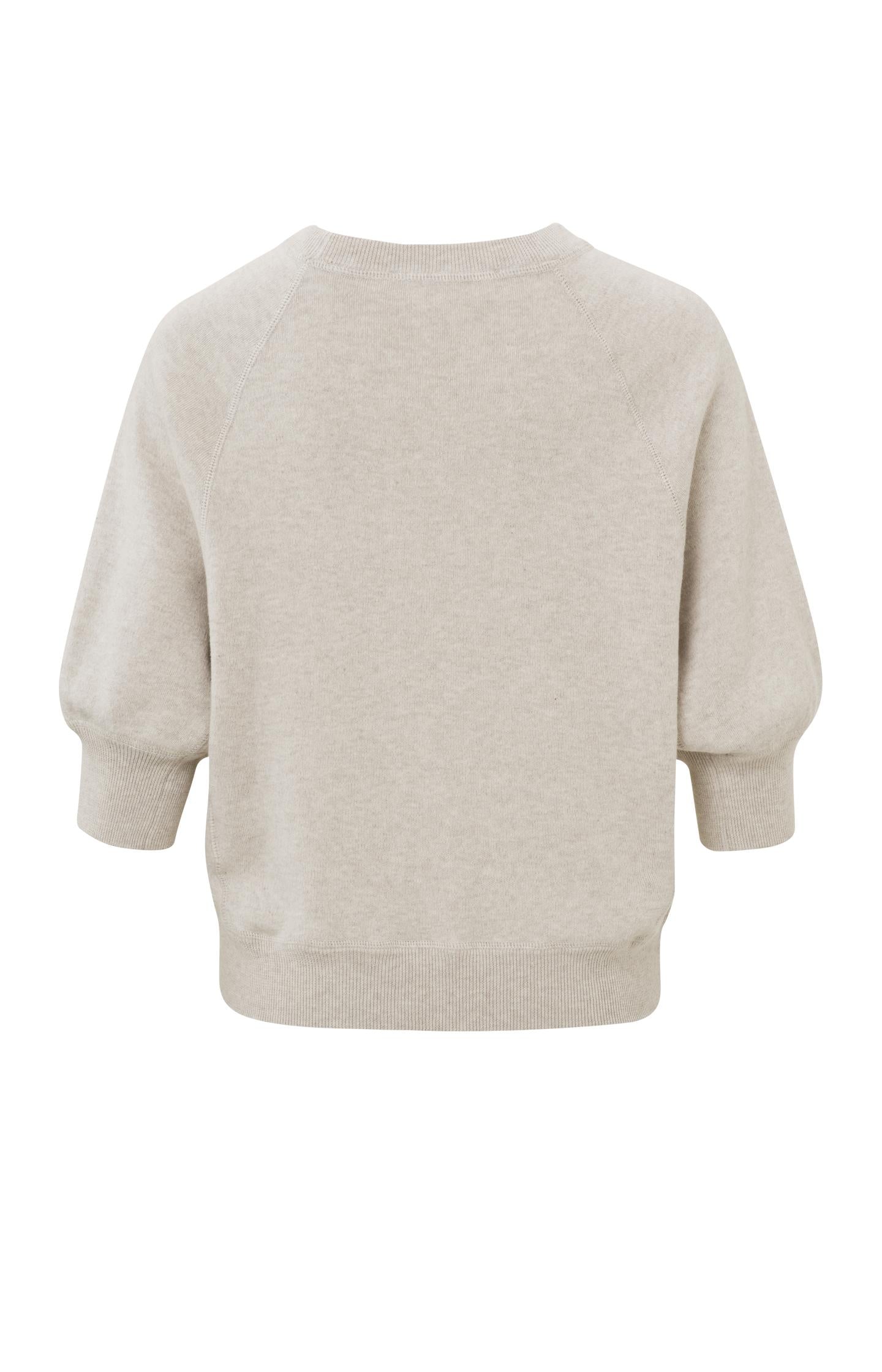 Sweater with round neck and mid-length raglan sleeves