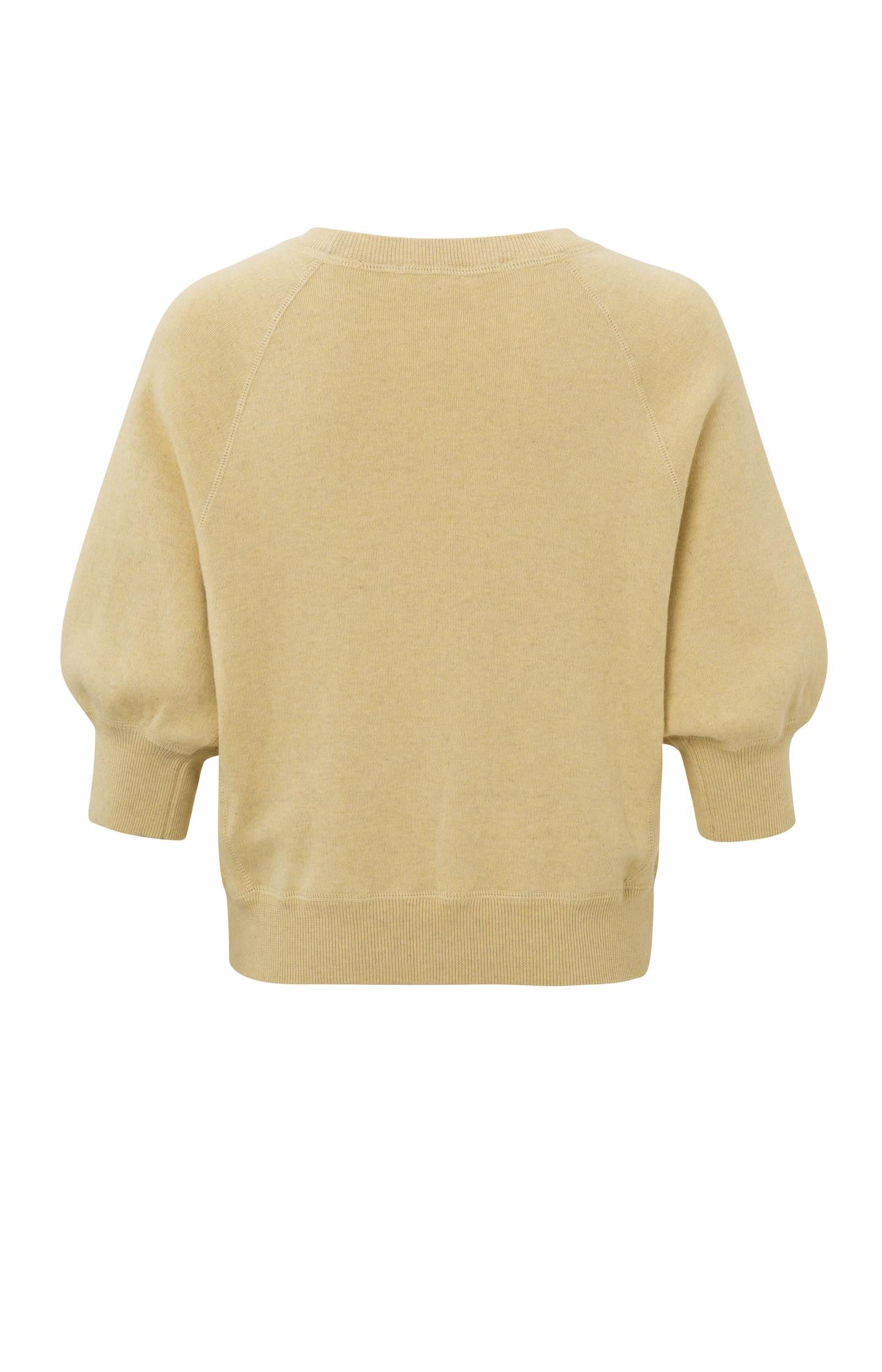 Sweater with round neck and mid-length raglan sleeves