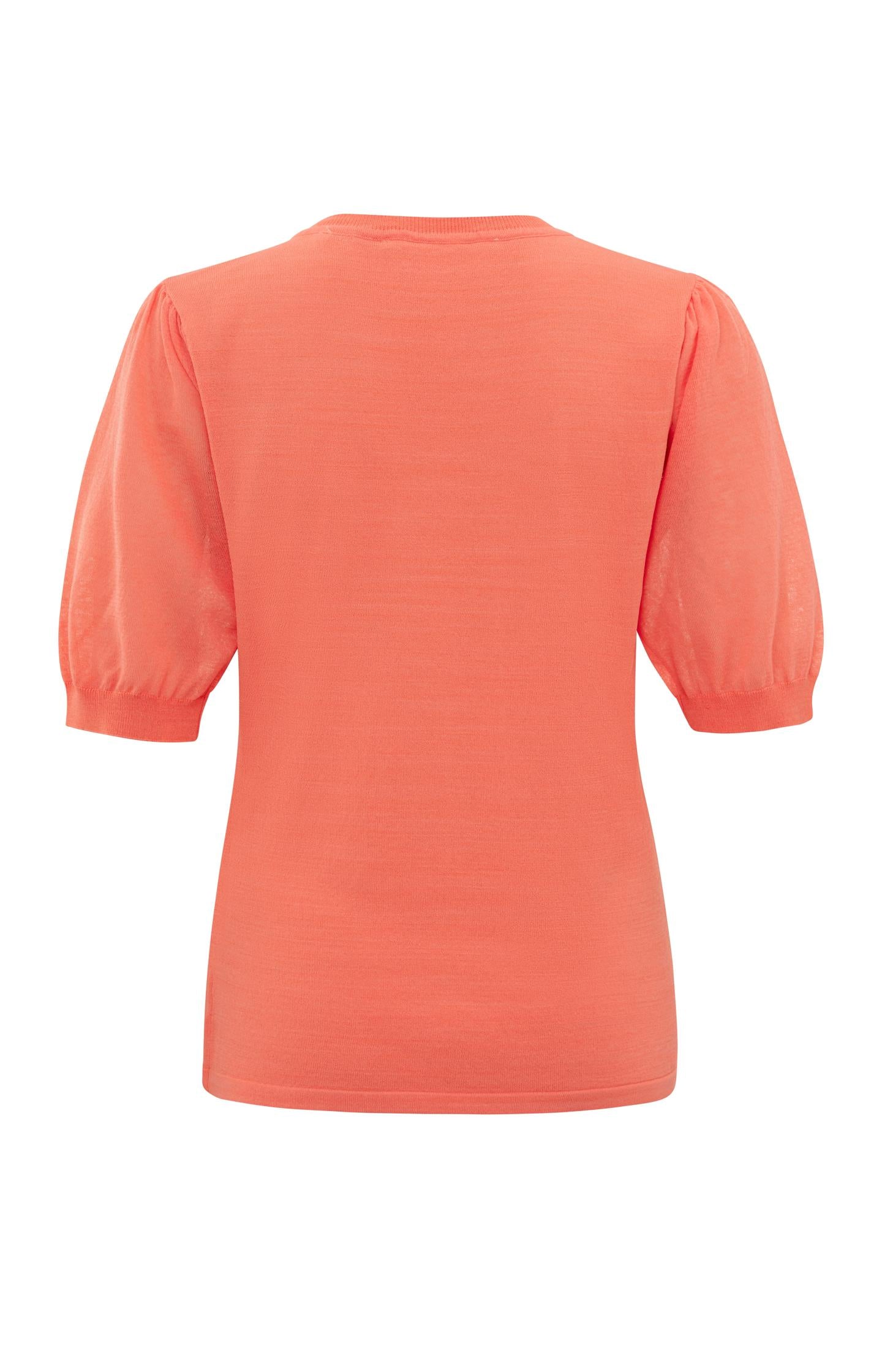 Sweater with round neck and short puff sleeve in regular fit