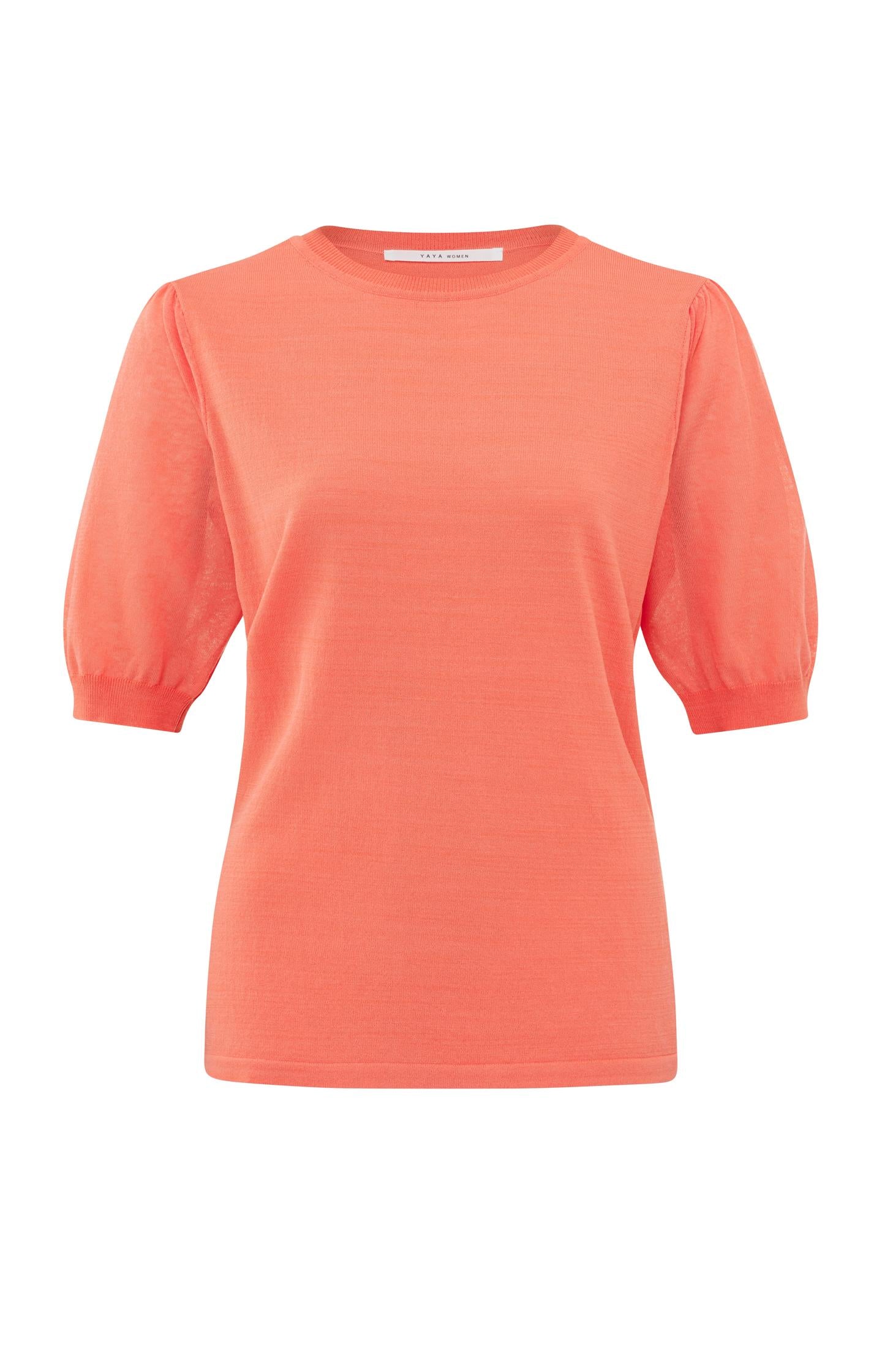 Sweater with round neck and short puff sleeve in regular fit - Type: product