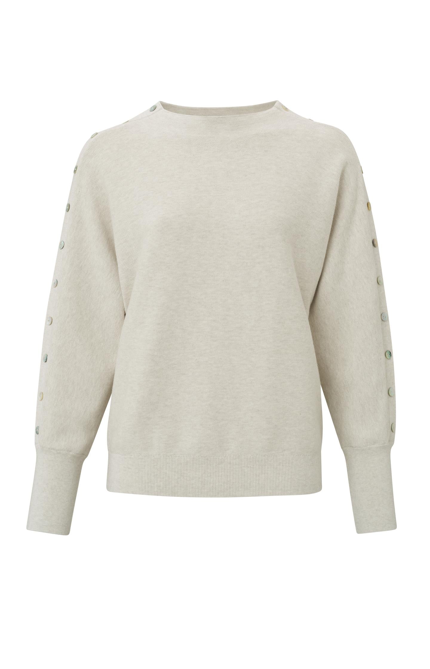 Sweater with round neck, long sleeves and buttons details - Type: product