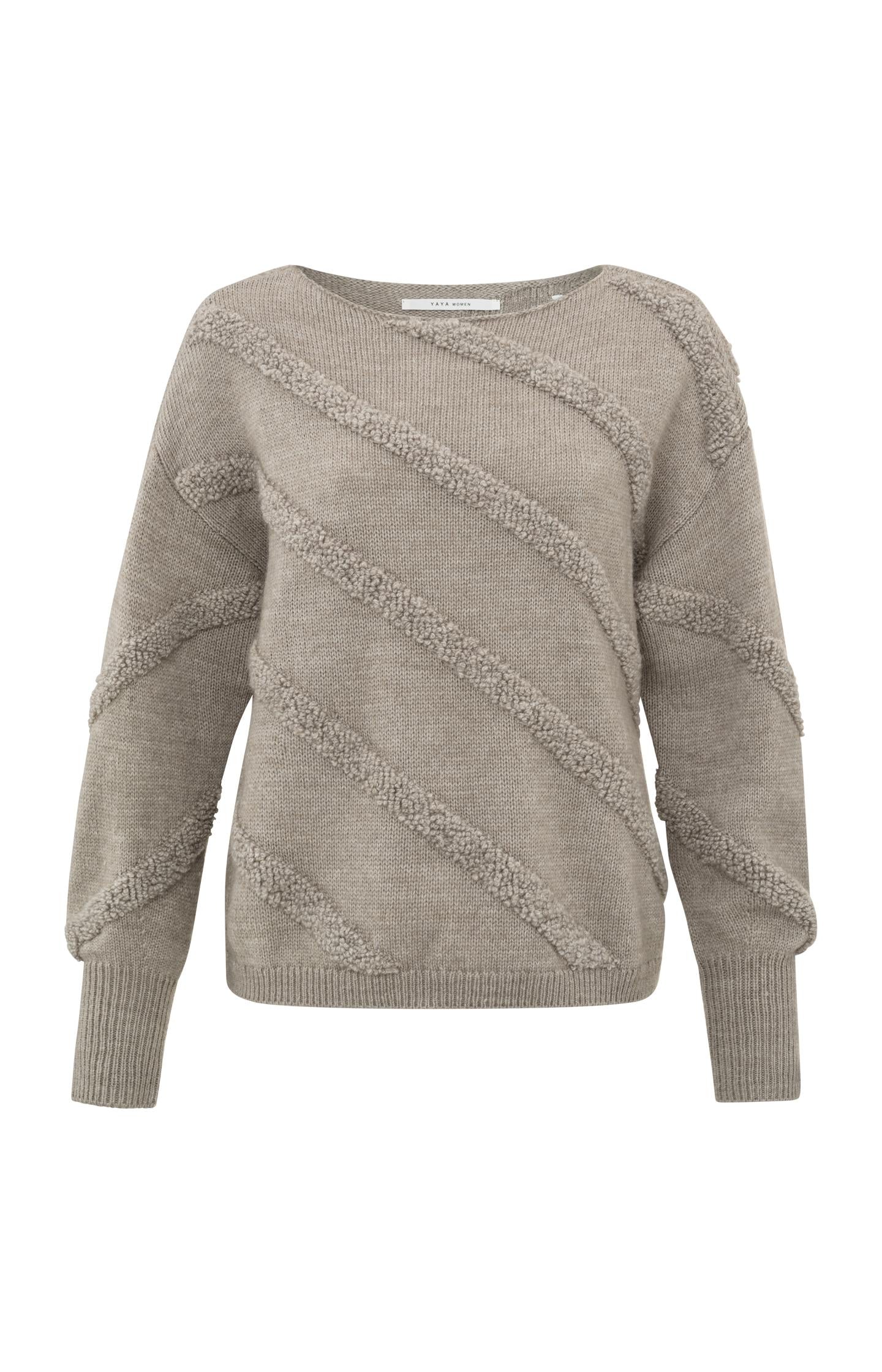 Sweater with round neck, long sleeves and diagonal details - Type: product