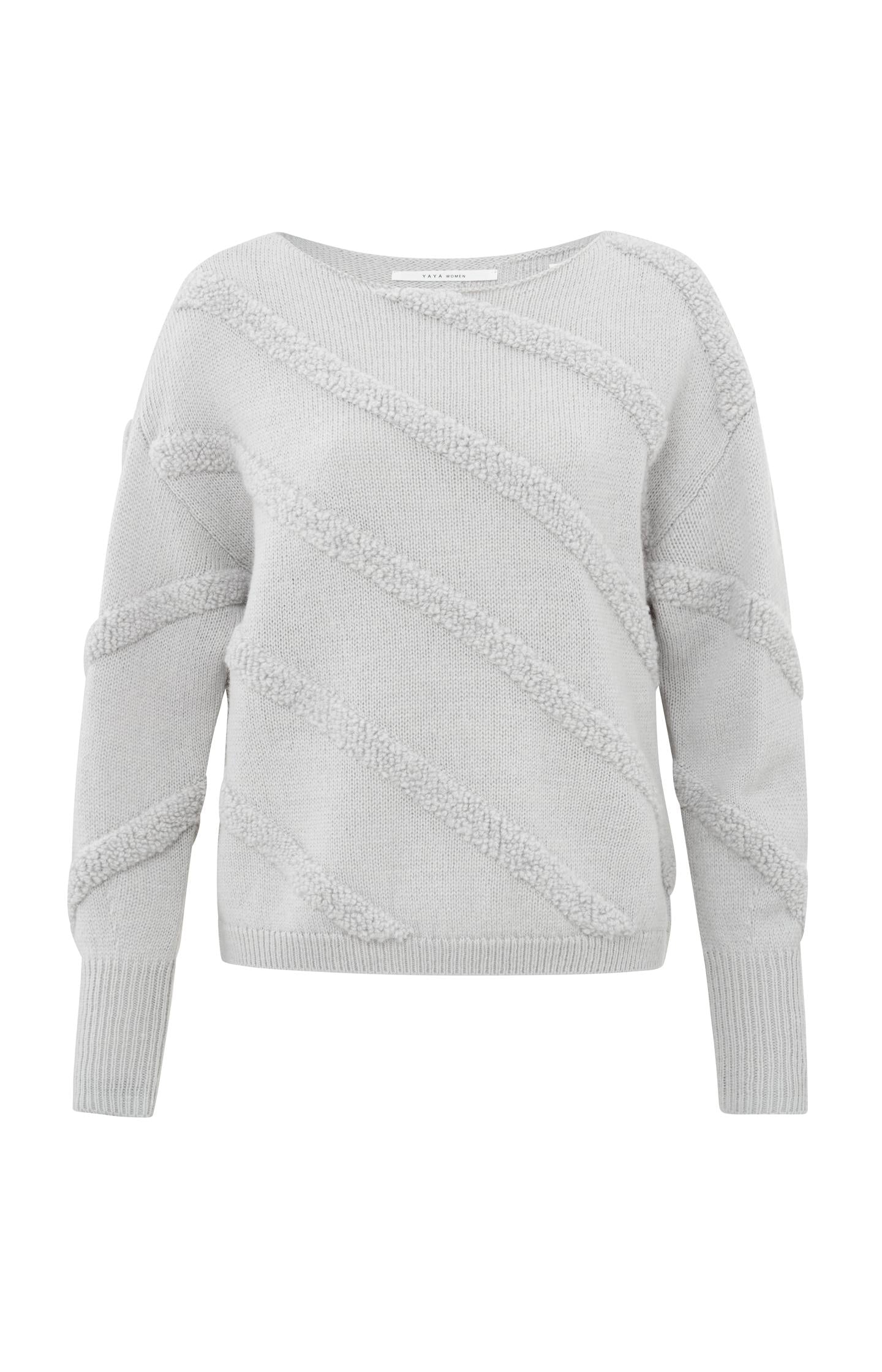 Sweater with round neck, long sleeves and diagonal details - Type: product