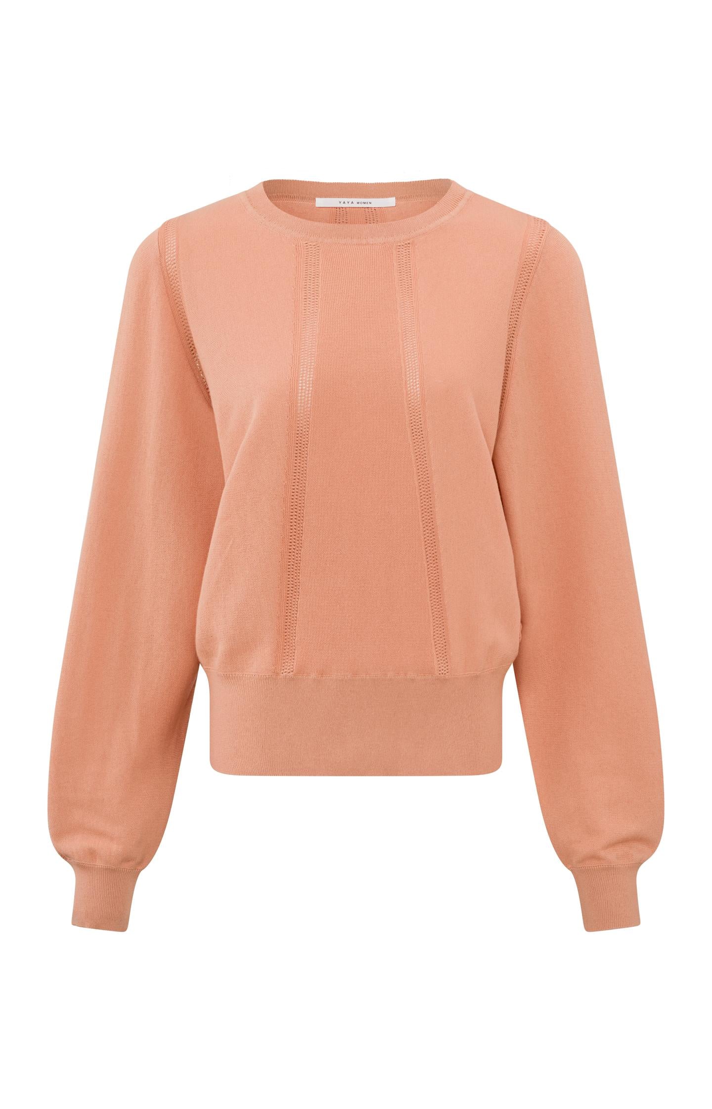 Sweater with round neck, long sleeves and mesh details - Type: product