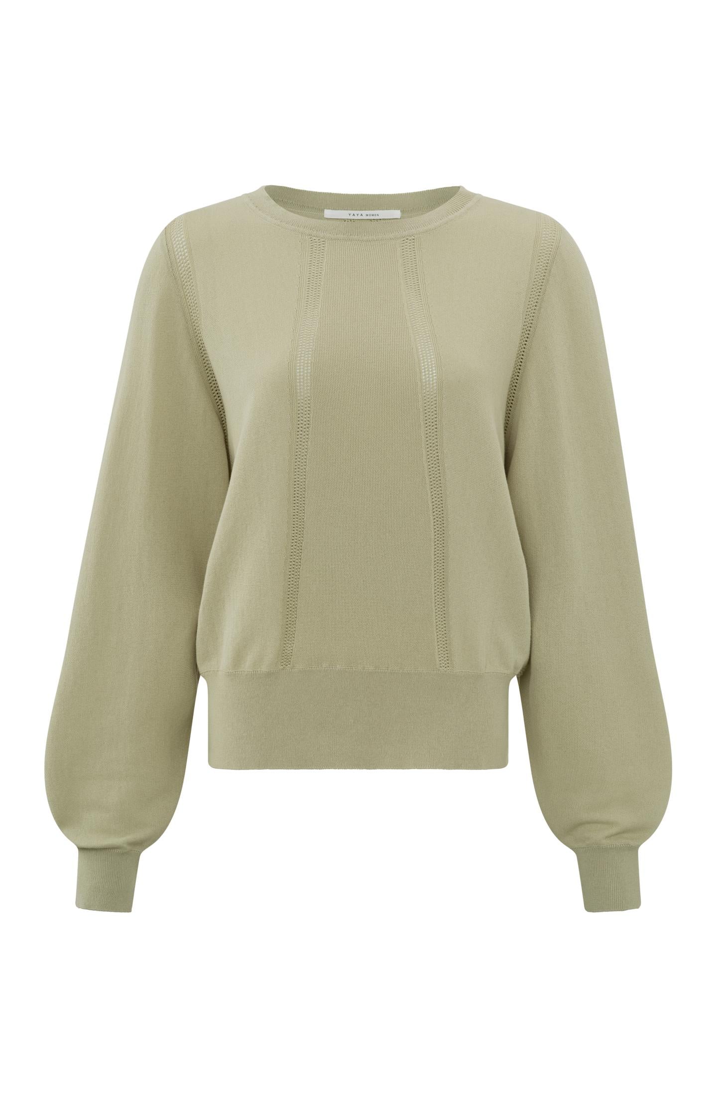 Sweater with round neck, long sleeves and mesh details - Type: product