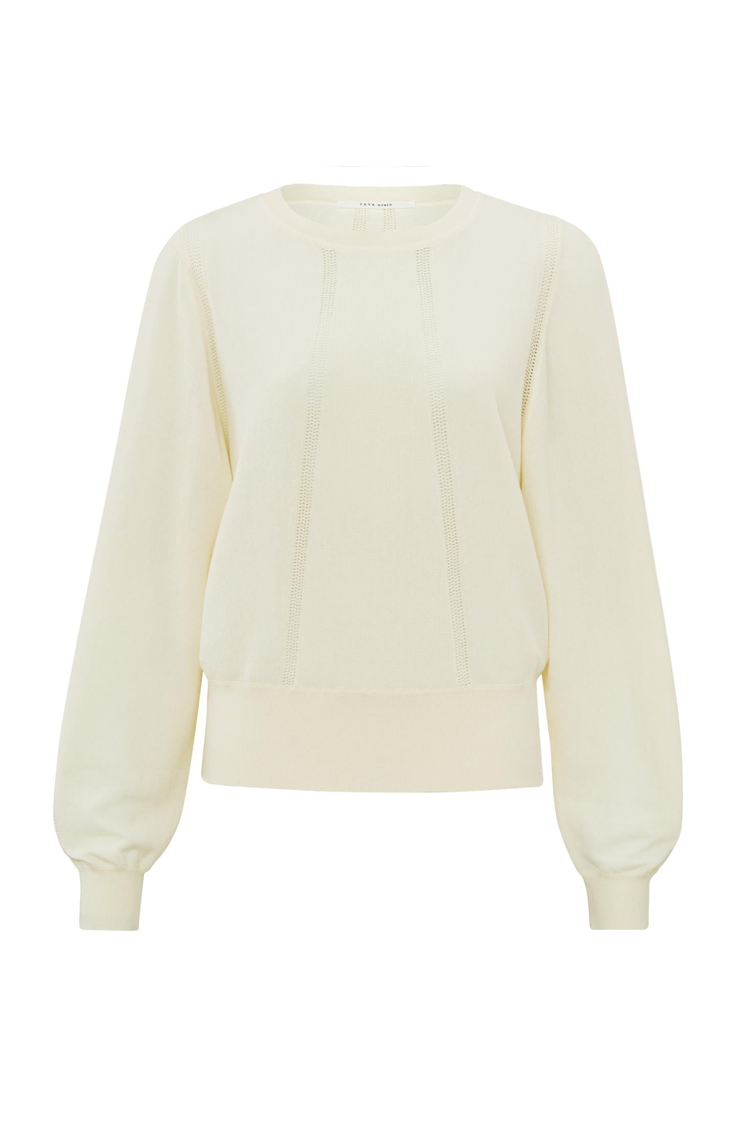 Sweater with round neck, long sleeves and mesh details - Type: product