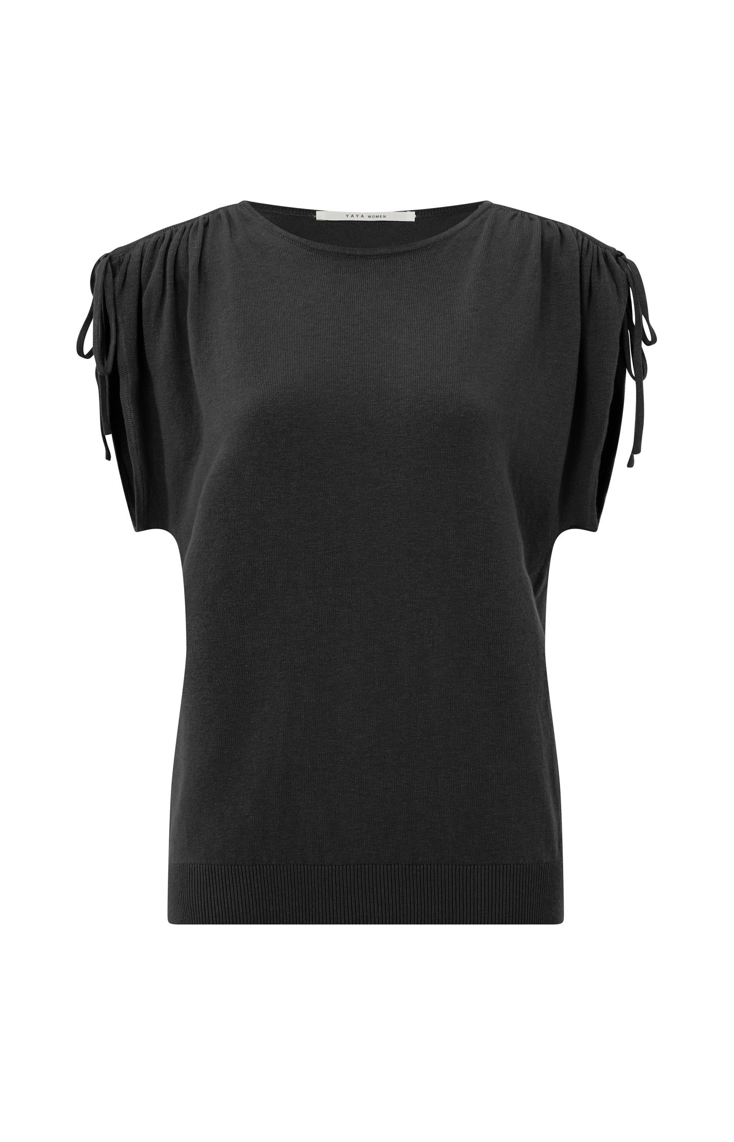 Sweater with round neck, short sleeves and shoulderdetails - Type: product