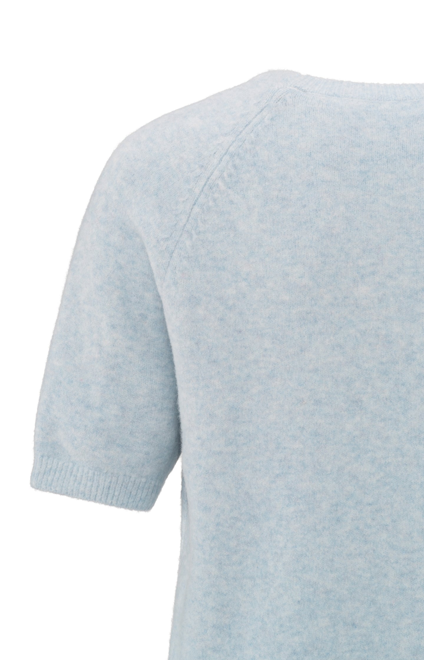 Sweater with short raglan sleeves and round neckline