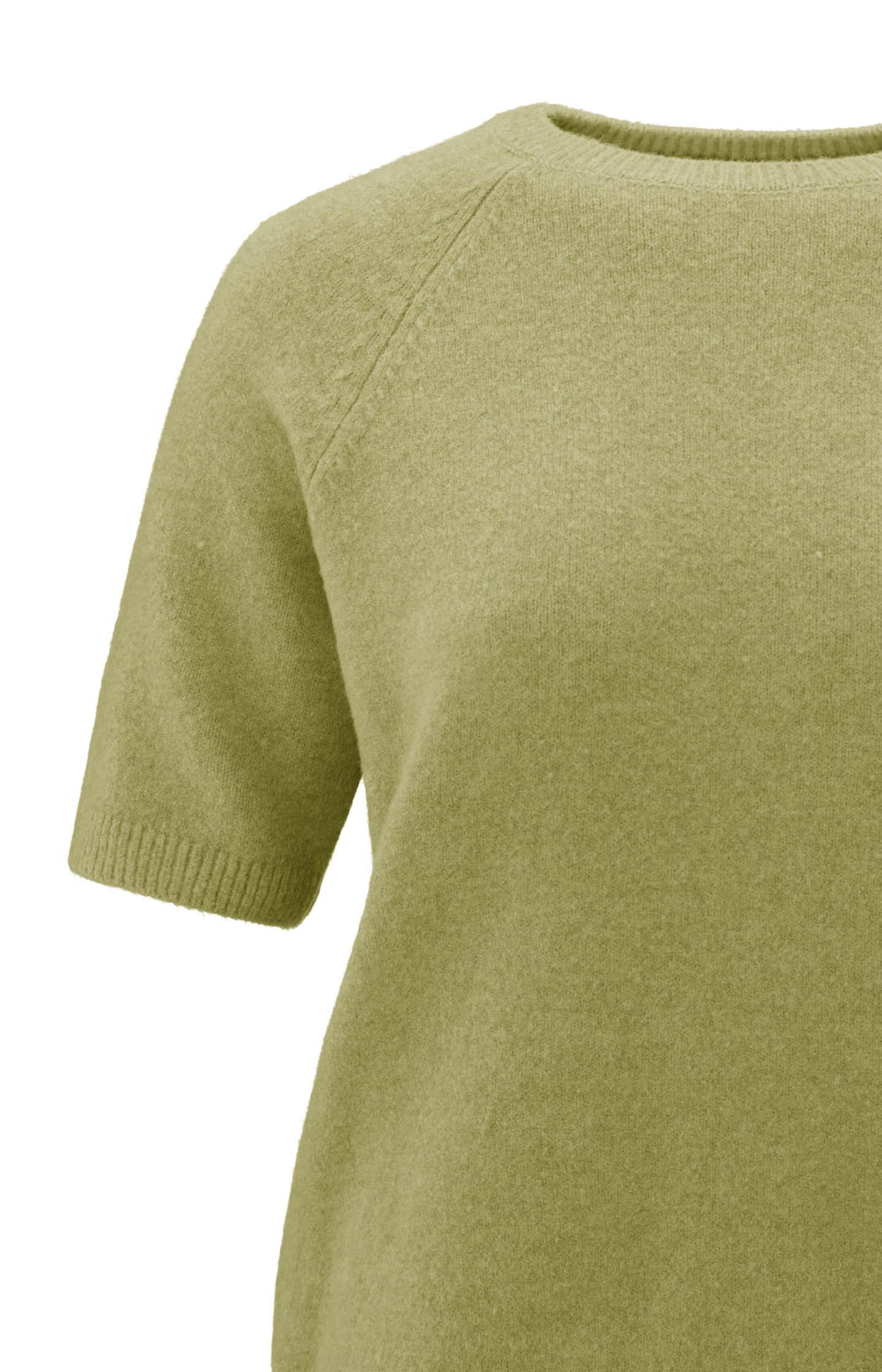 Sweater with short raglan sleeves and round neckline