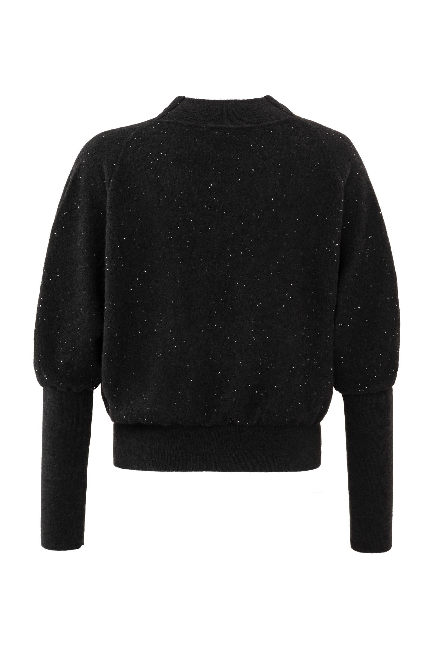 Sweater with turtleneck, batwing sleeves and glitter sequins