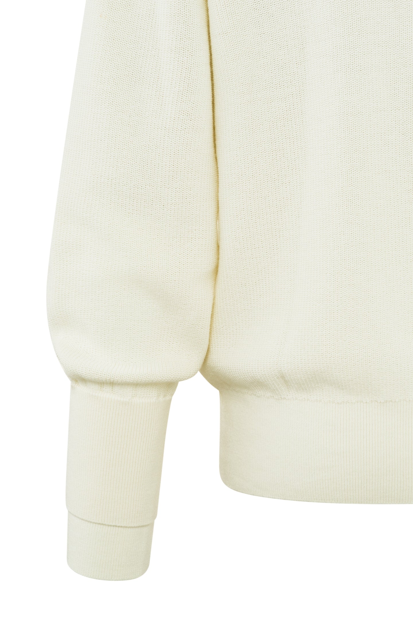 Sweater with V-neck and long sleeves with sleeve detail - Ivory White