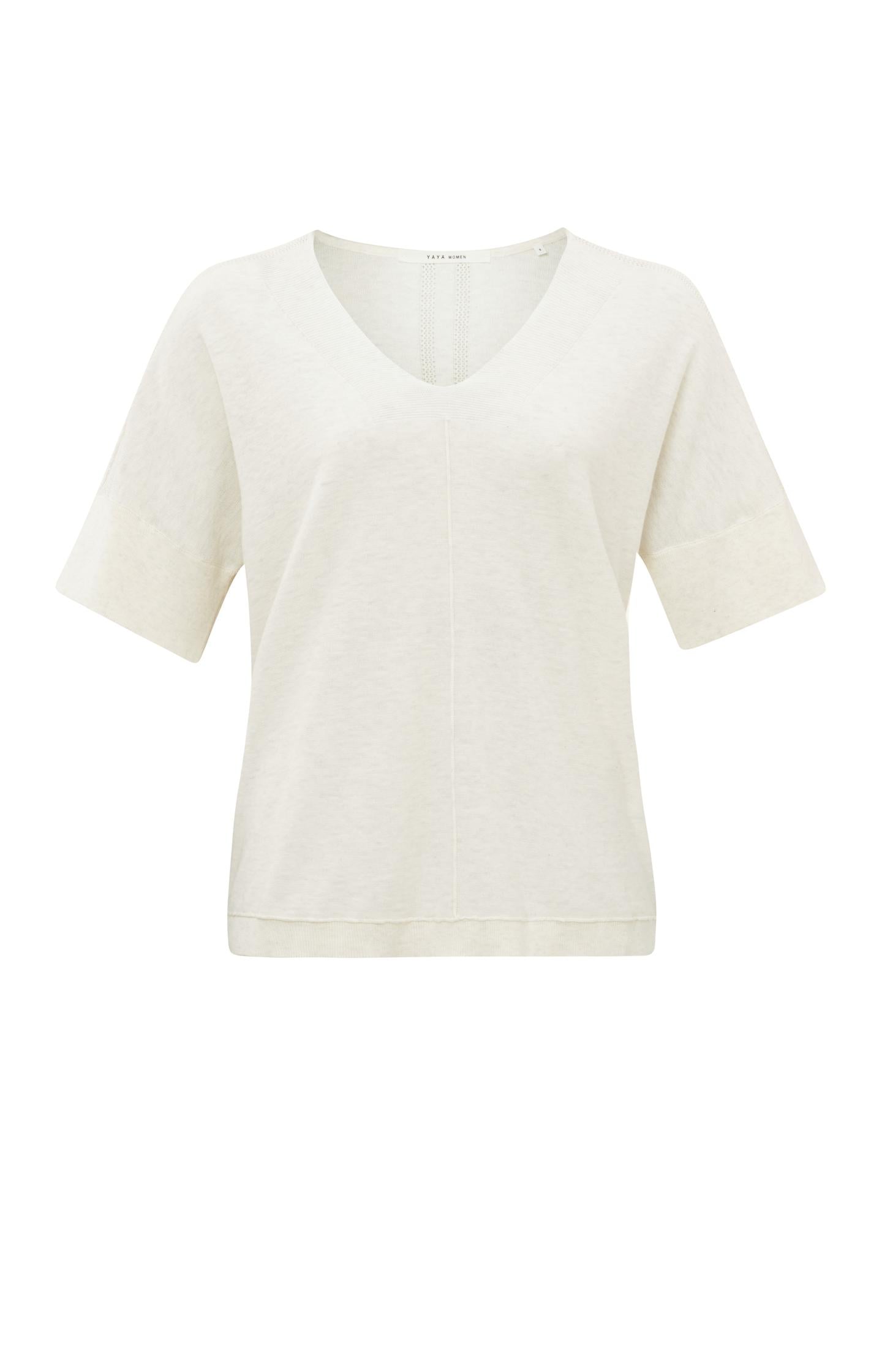 Sweater with V-neck and short sleeves in relaxed fit - Type: product