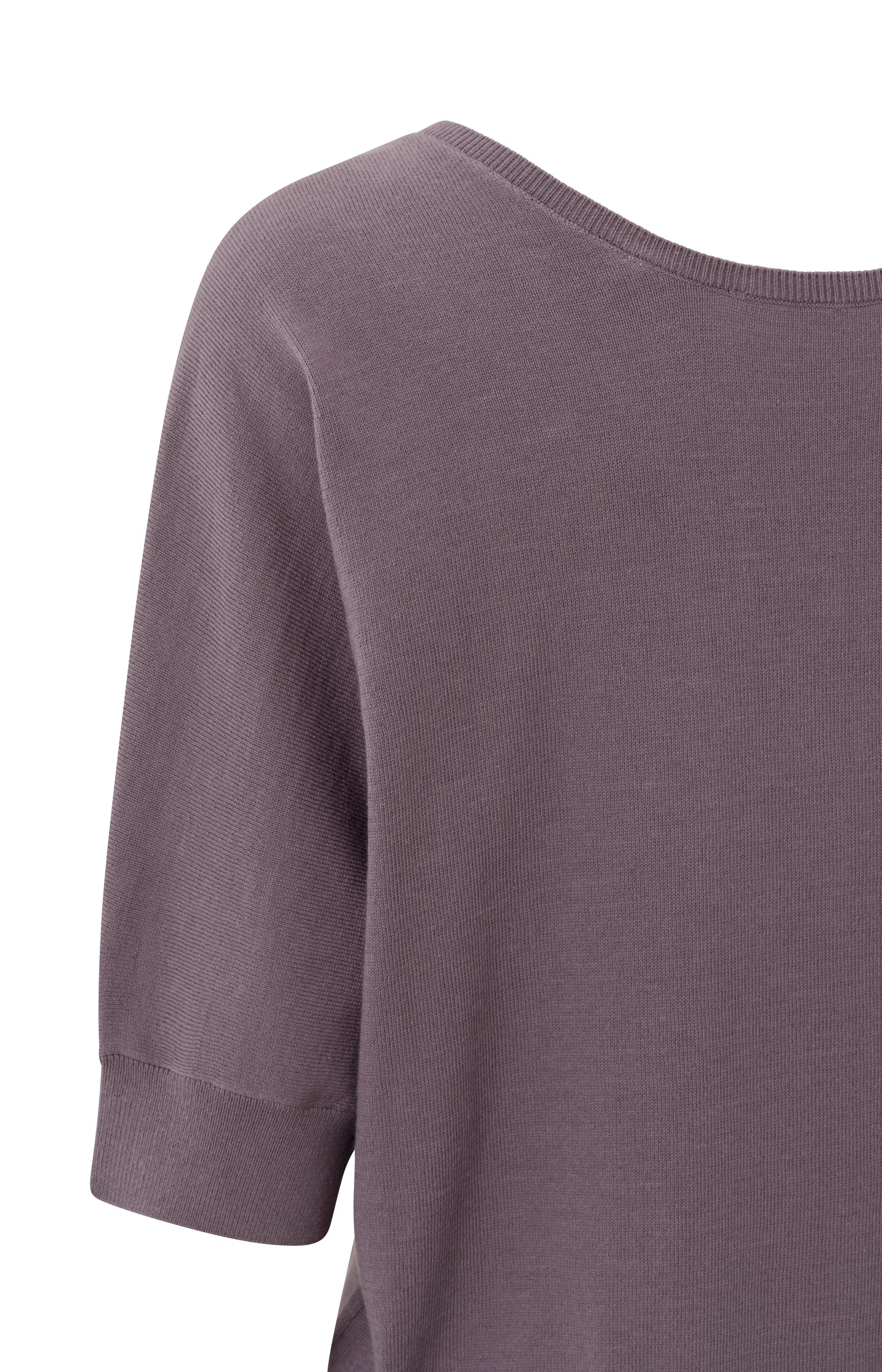 Sweater with V-neck, half long sleeves and ribbed details