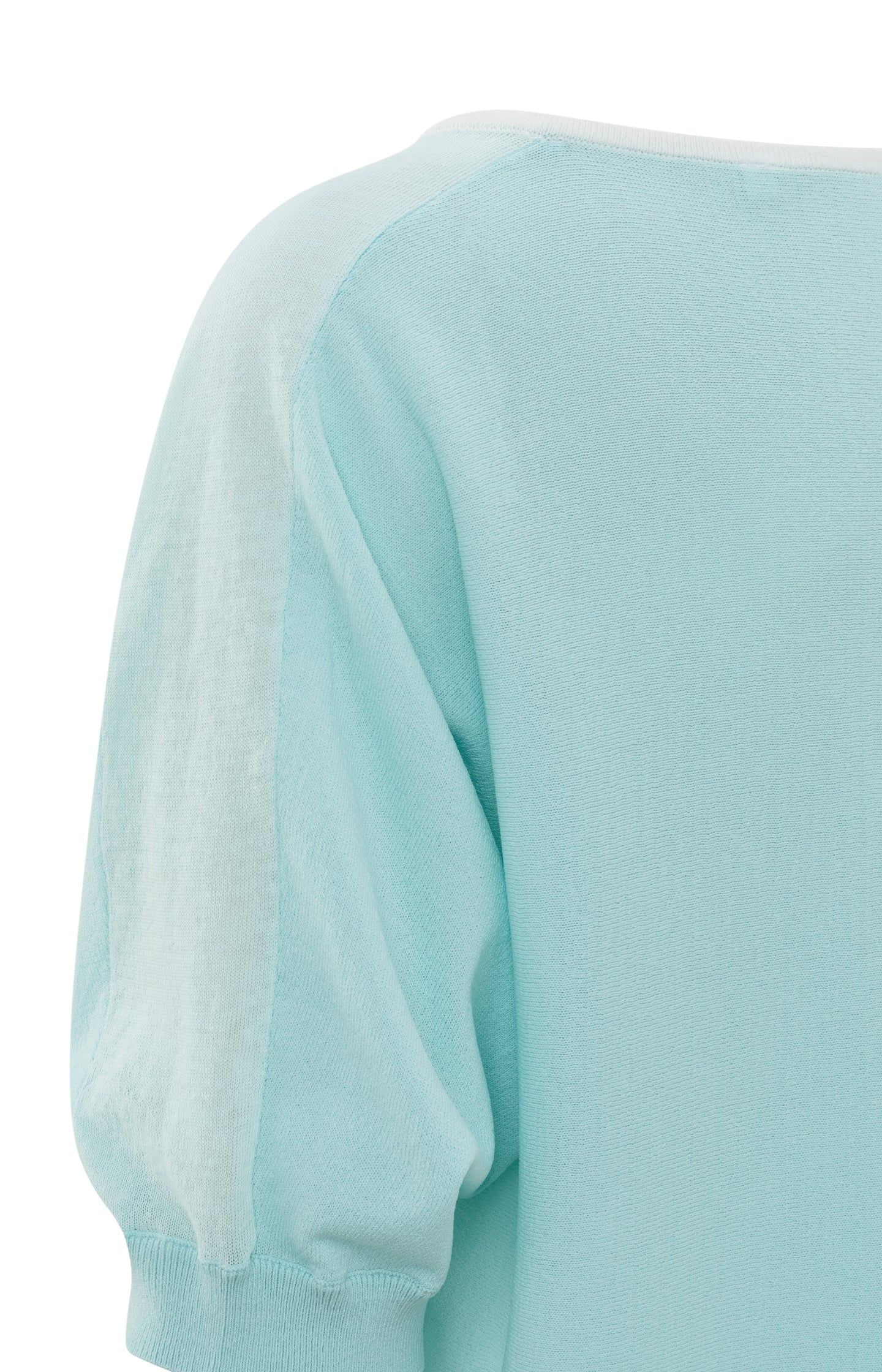 Sweater with V-neck, half long sleeves and see trough detail - Iced Aqua Blue