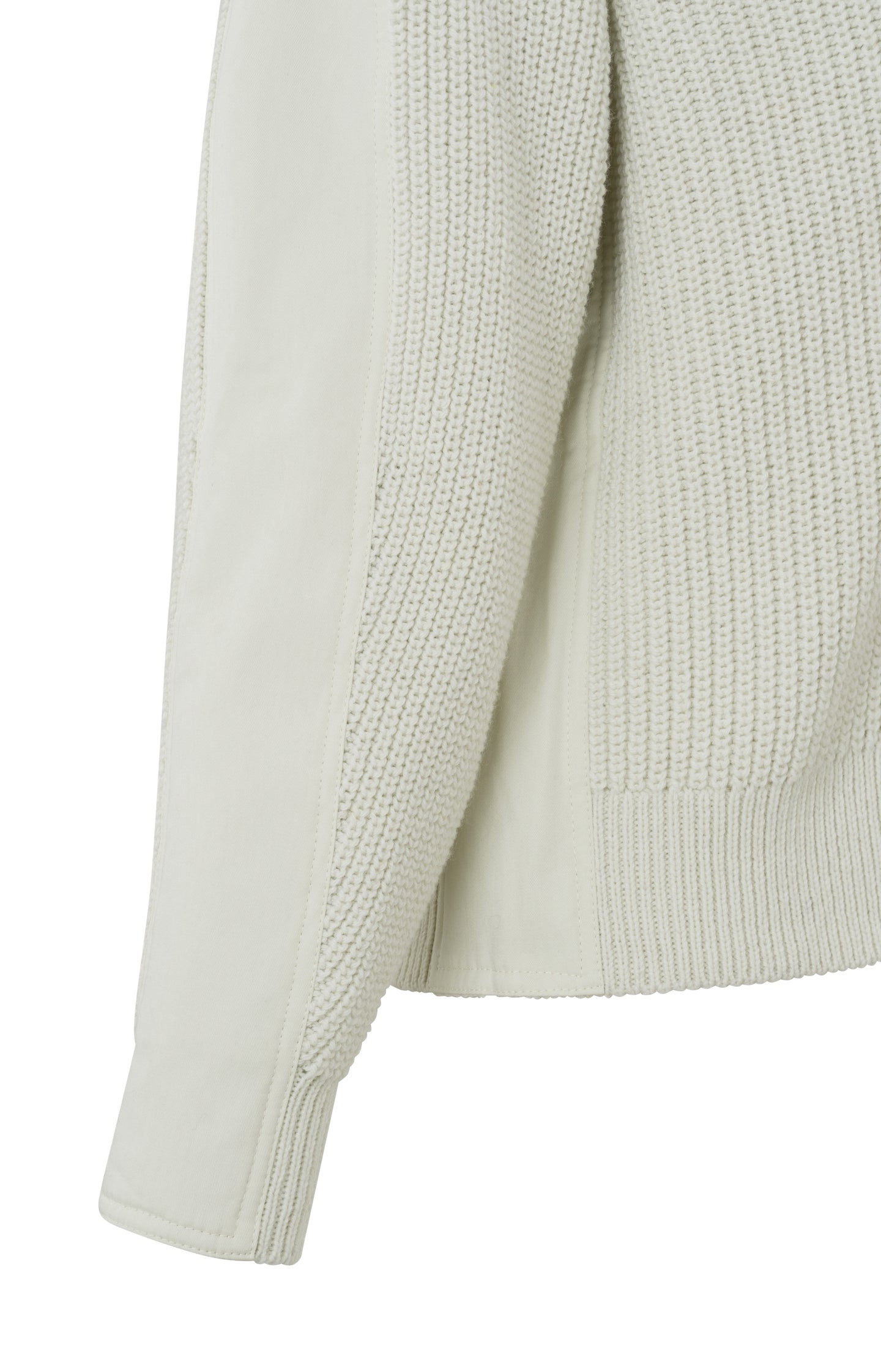 Sweater with V-neck, long puff sleeves and woven details