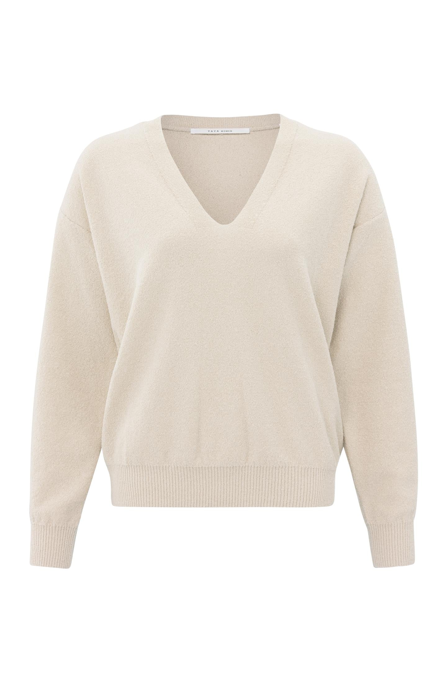 Sweater with V-neck, long sleeves and dropped shoulders - Type: product