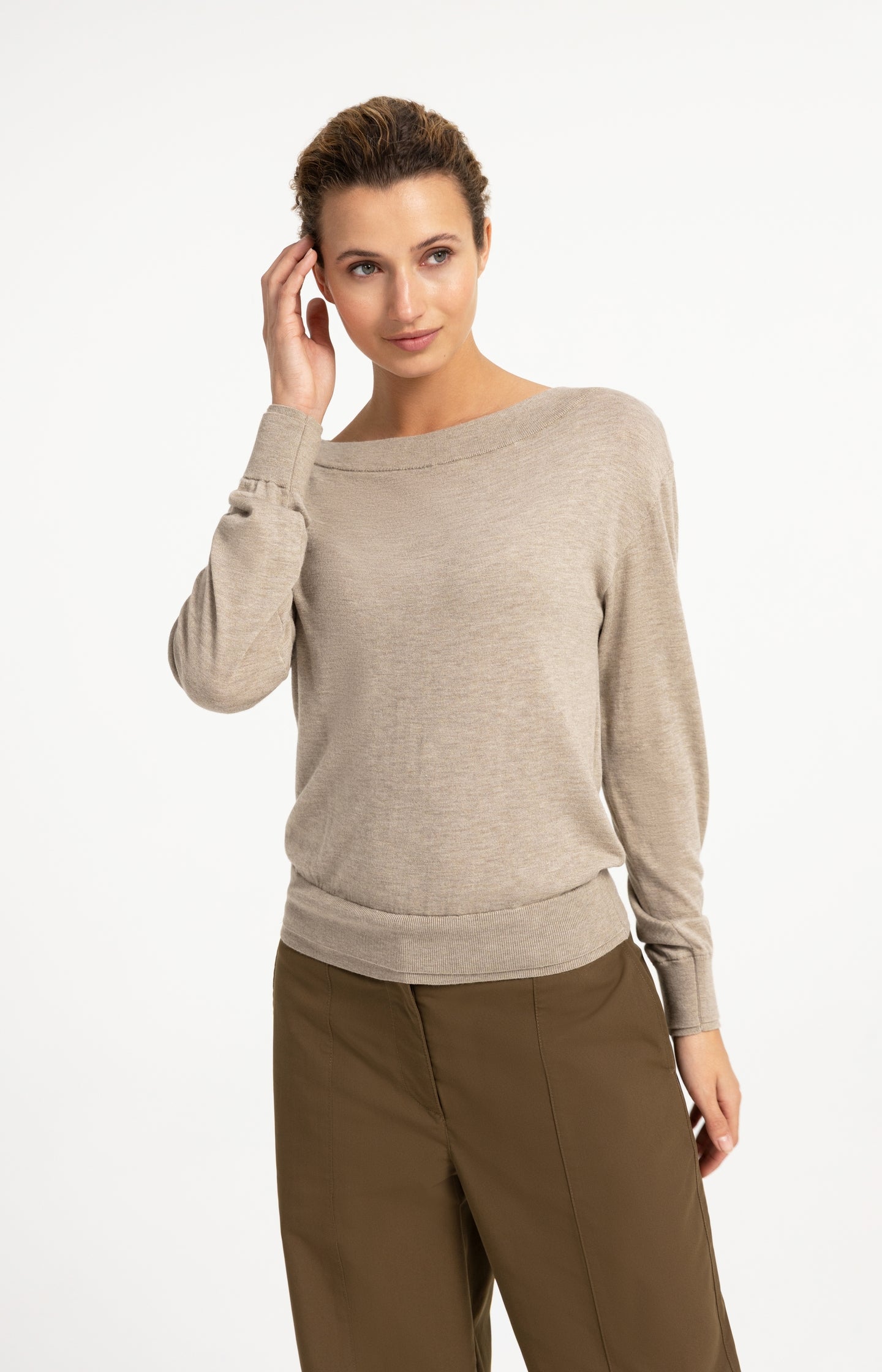 Sweater with wide boat neck and long sleeves - Type: lookbook
