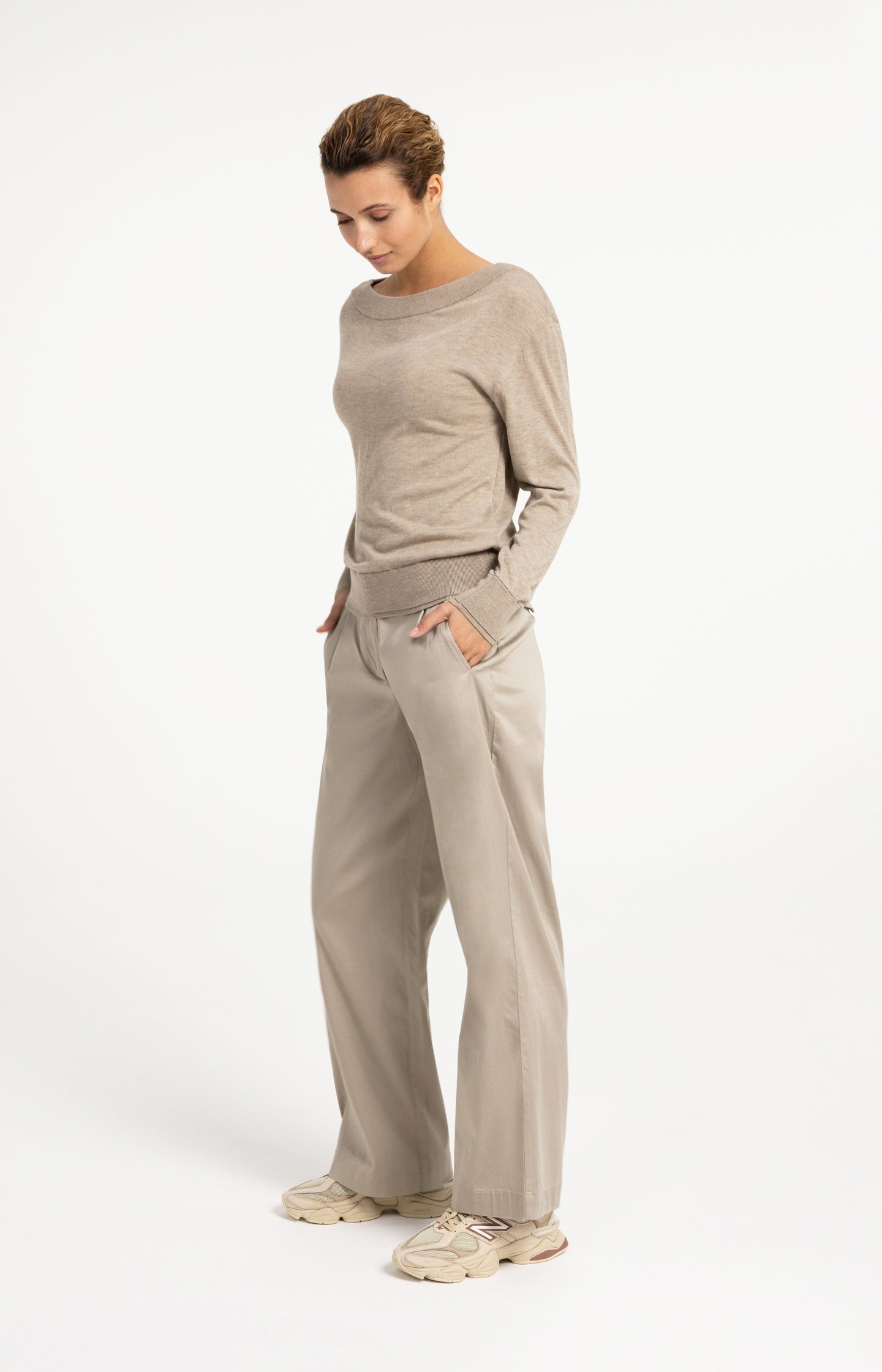 Sweater with wide boat neck and long sleeves - Type: lookbook