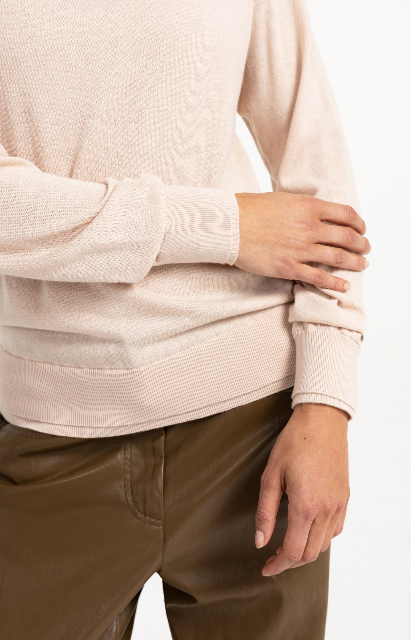 Sweater with wide boat neck and long sleeves