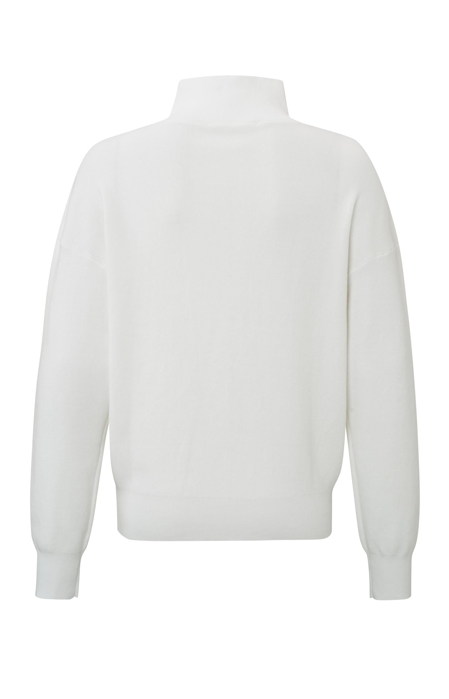 Sweater with zip collar, long sleeves and dropped shoulders