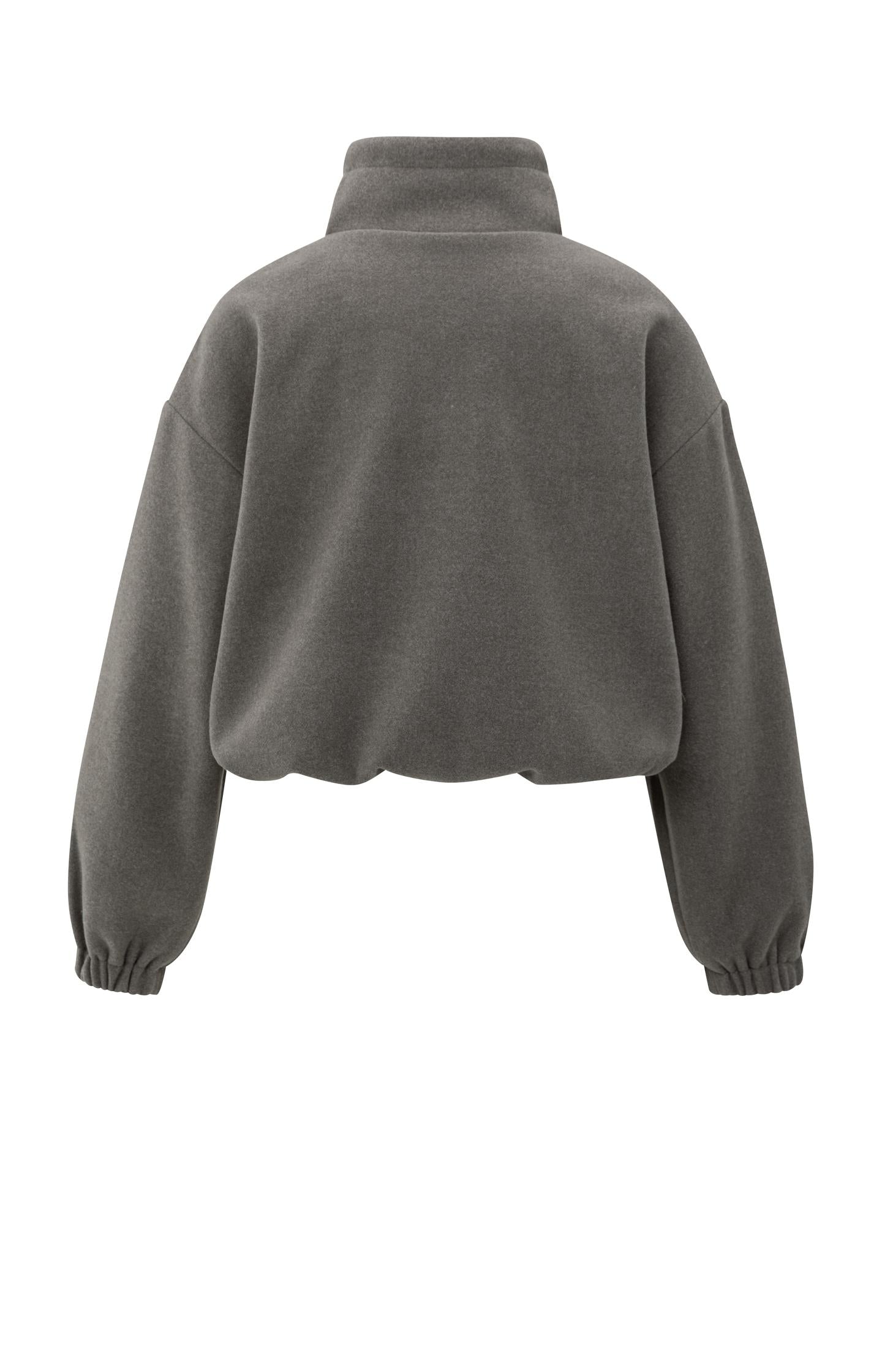 Sweatshirt with balloon sleeves and zip collar
