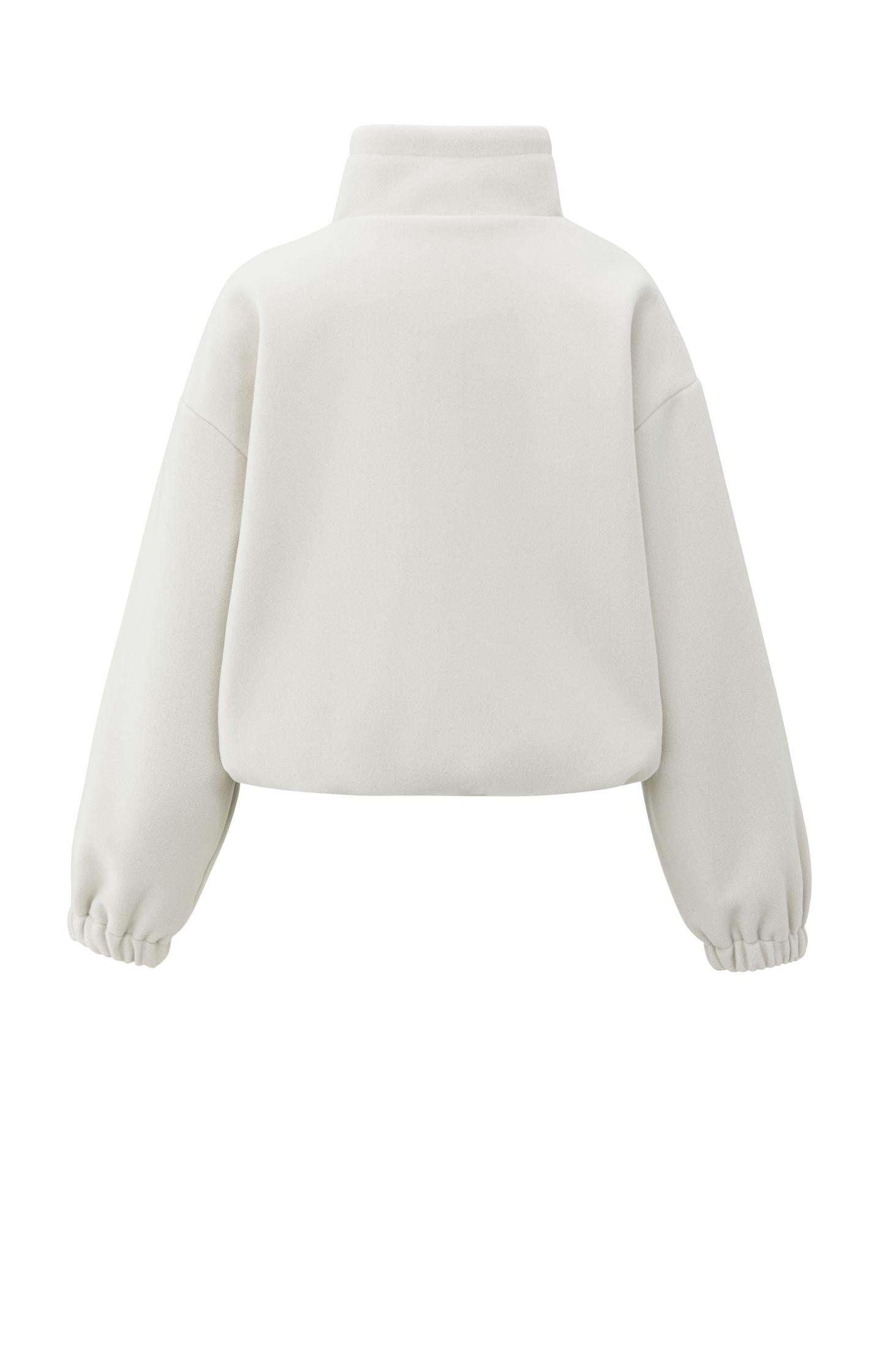 Sweatshirt with balloon sleeves and zip collar
