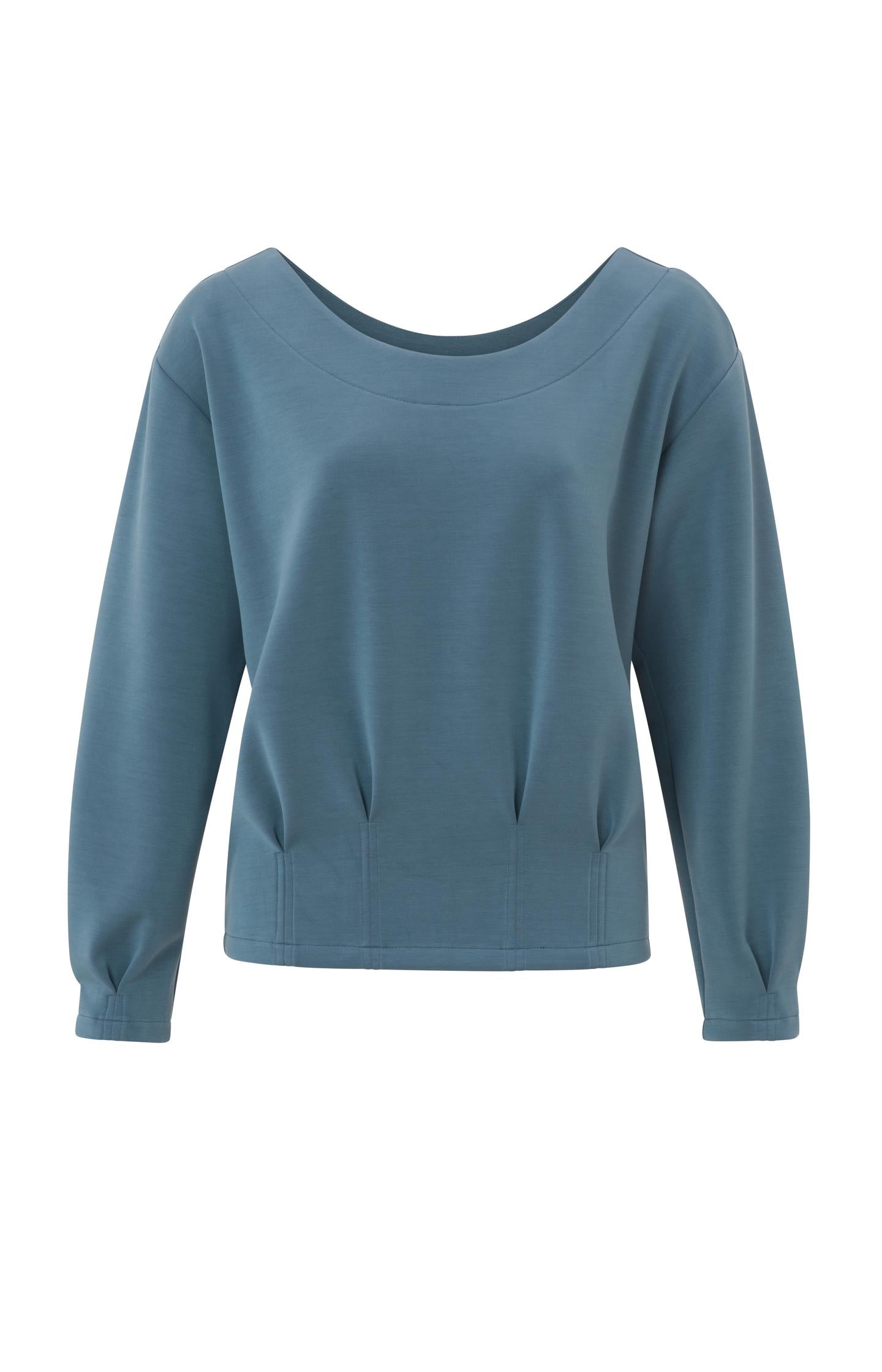 Sweatshirt with boatneck, long sleeves and pleated details - Type: product