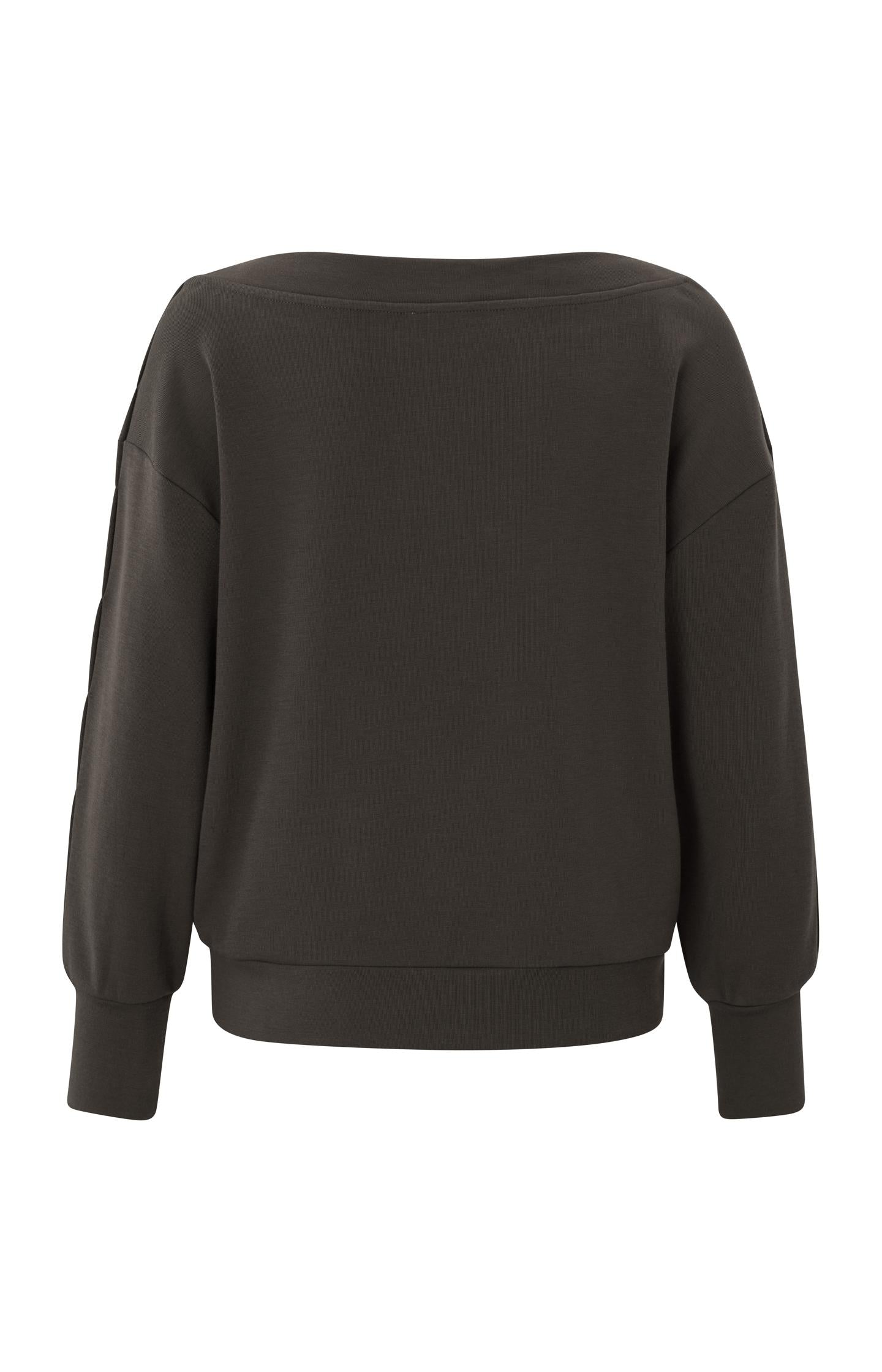 Sweatshirt with boatneck, long sleeves with detail