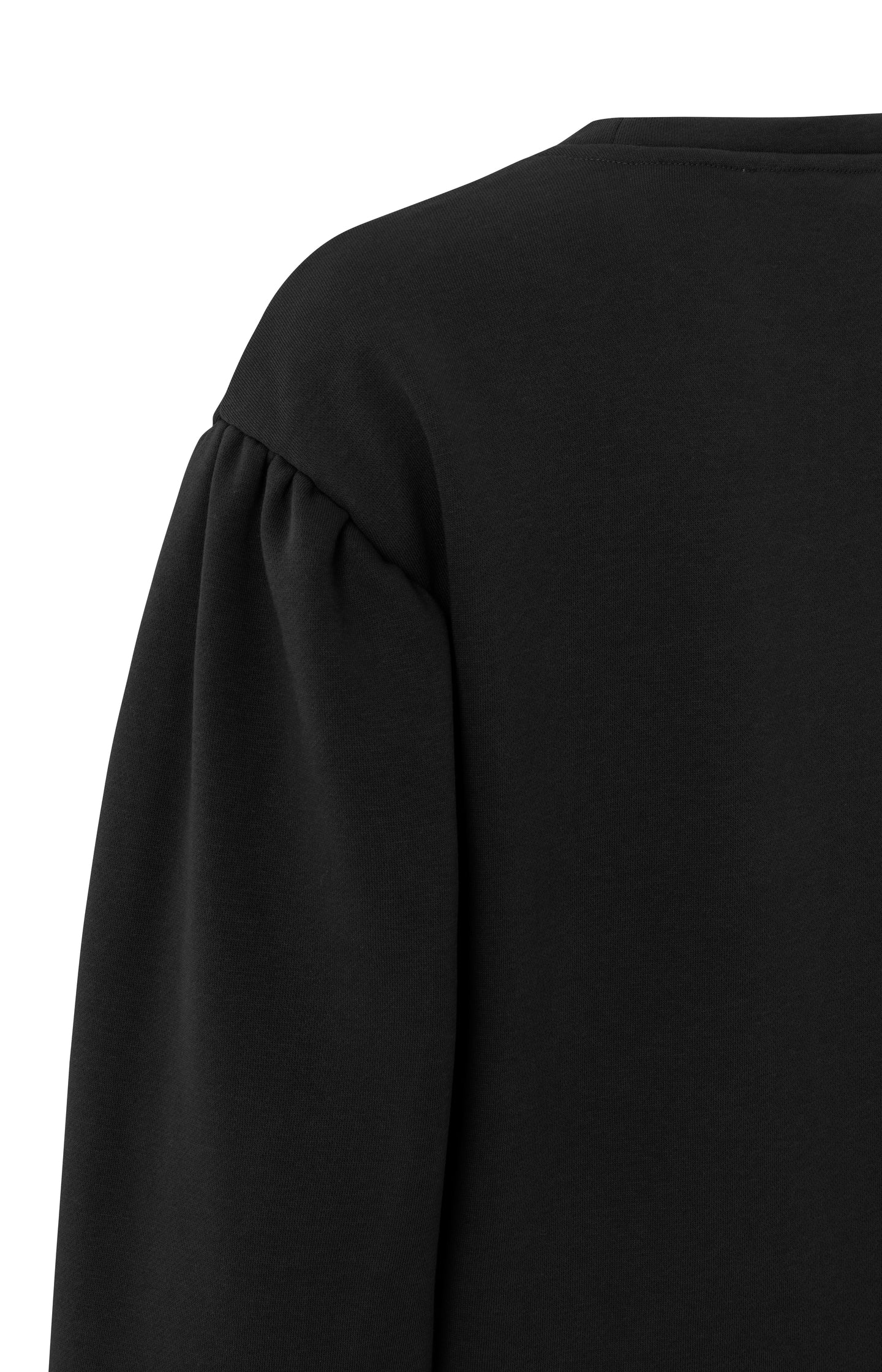 Sweatshirt with crewneck and long puff sleeves